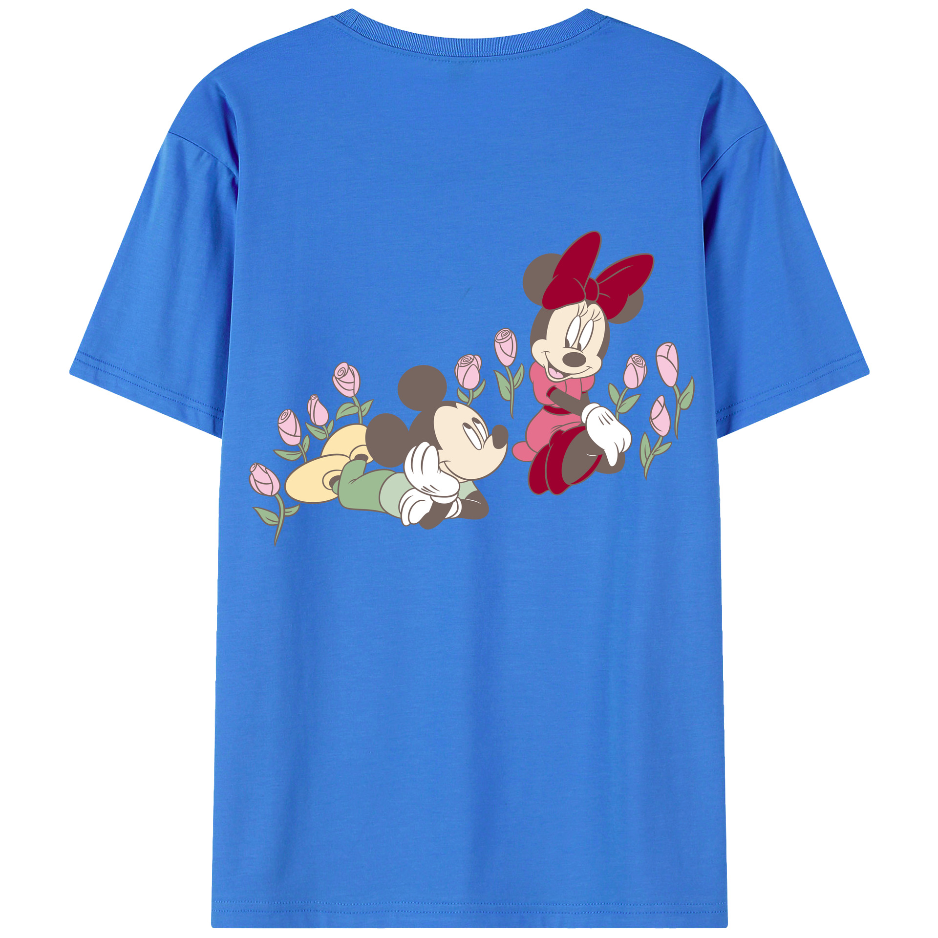 ミッキーマウス Mickey Mouse 綿100％ メンズ半袖Tシャツ（バックプリント） 通気性
