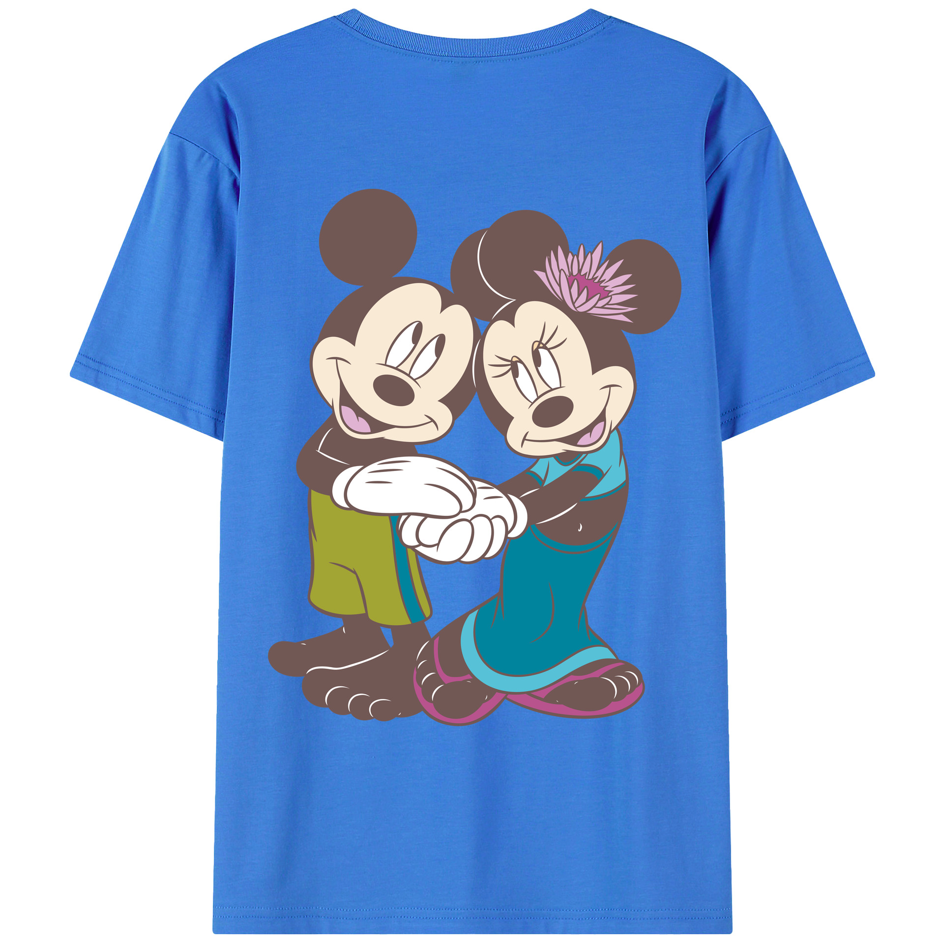 （画像用） ミッキーマウス Mickey Mouse 綿100％ メンズ半袖Tシャツ（バックプリント） 通気性
