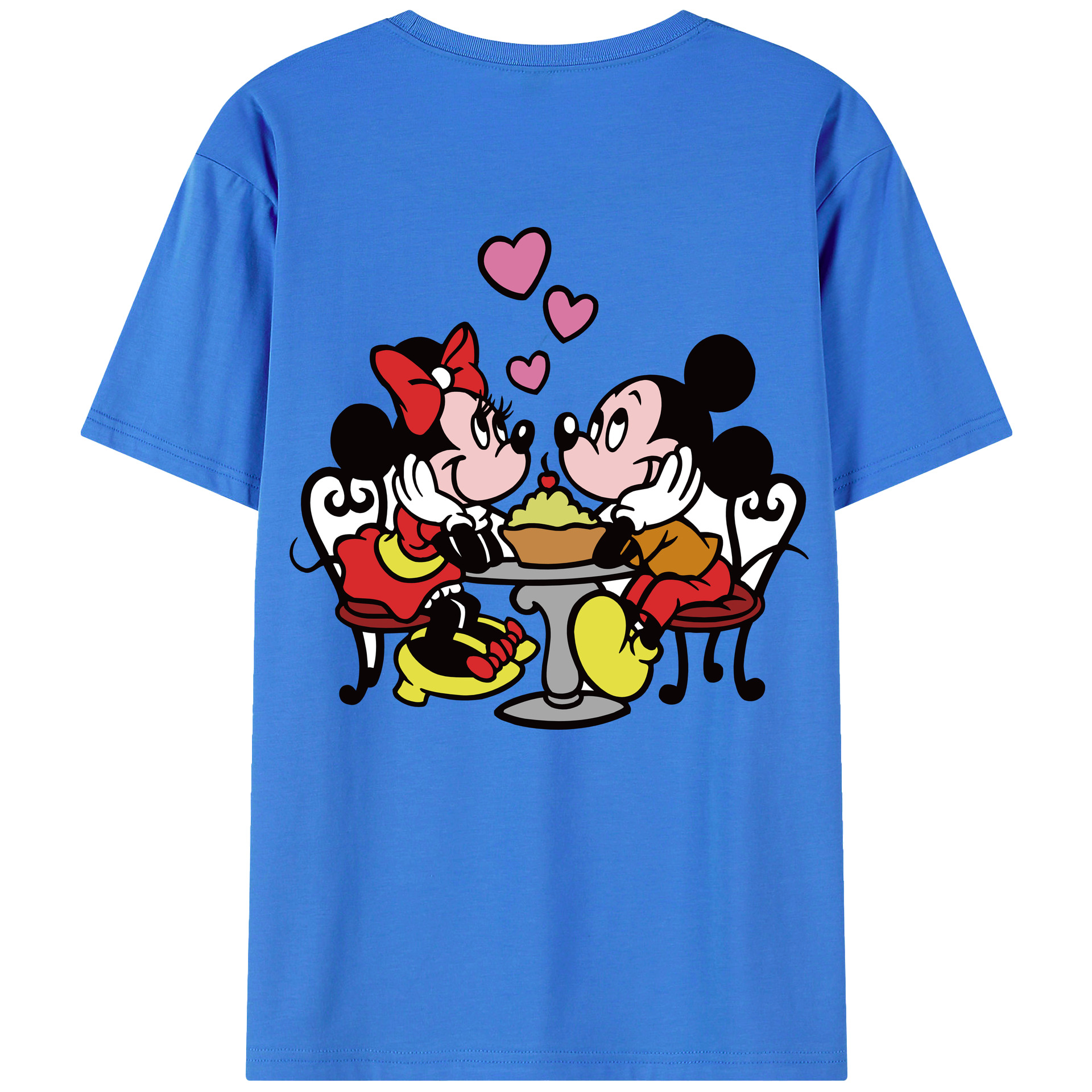 ミッキーマウス Mickey Mouse 綿100％ メンズ半袖Tシャツ（バックプリント） 通気性