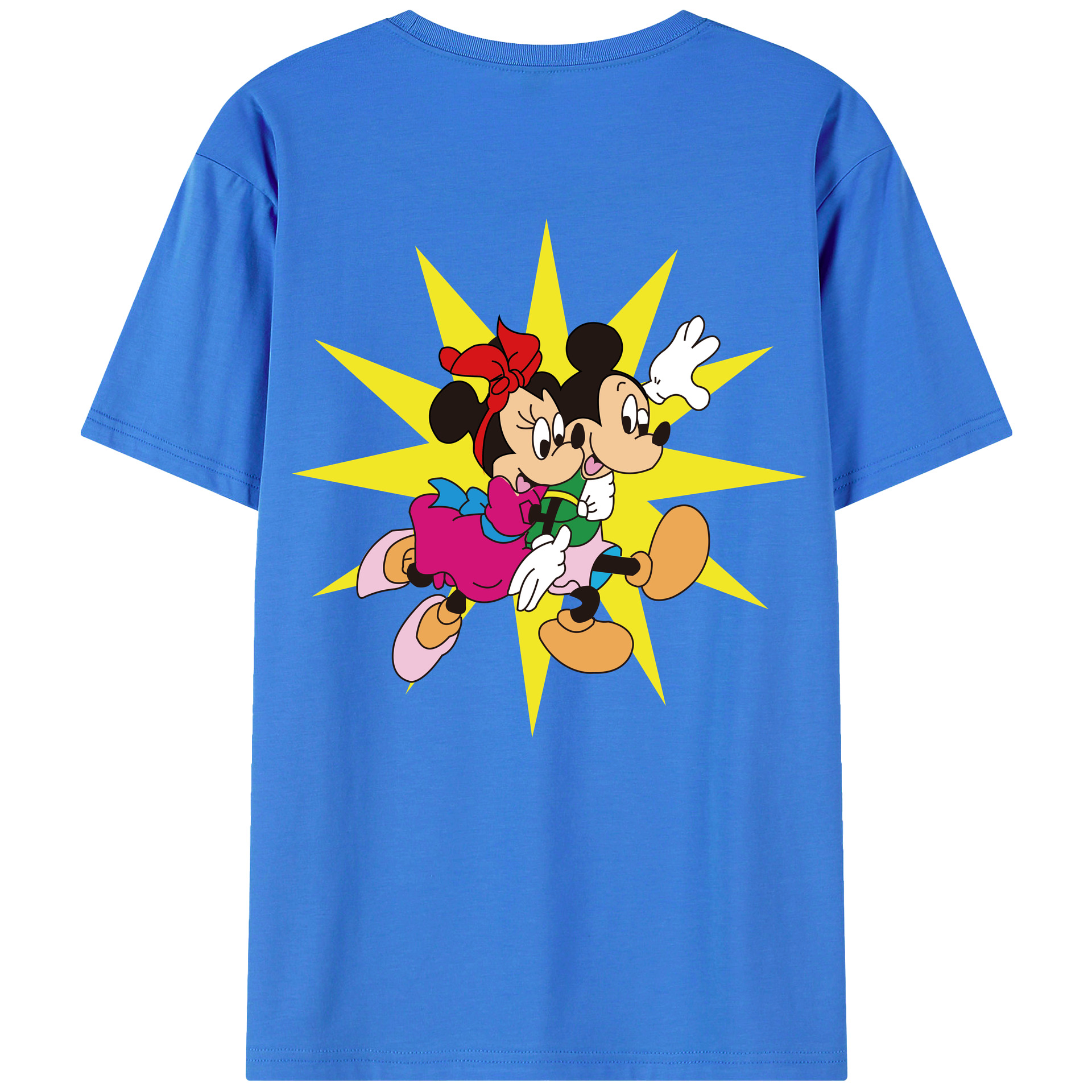 ミッキーマウス Mickey Mouse 綿100％ メンズ半袖Tシャツ（バックプリント） 通気性