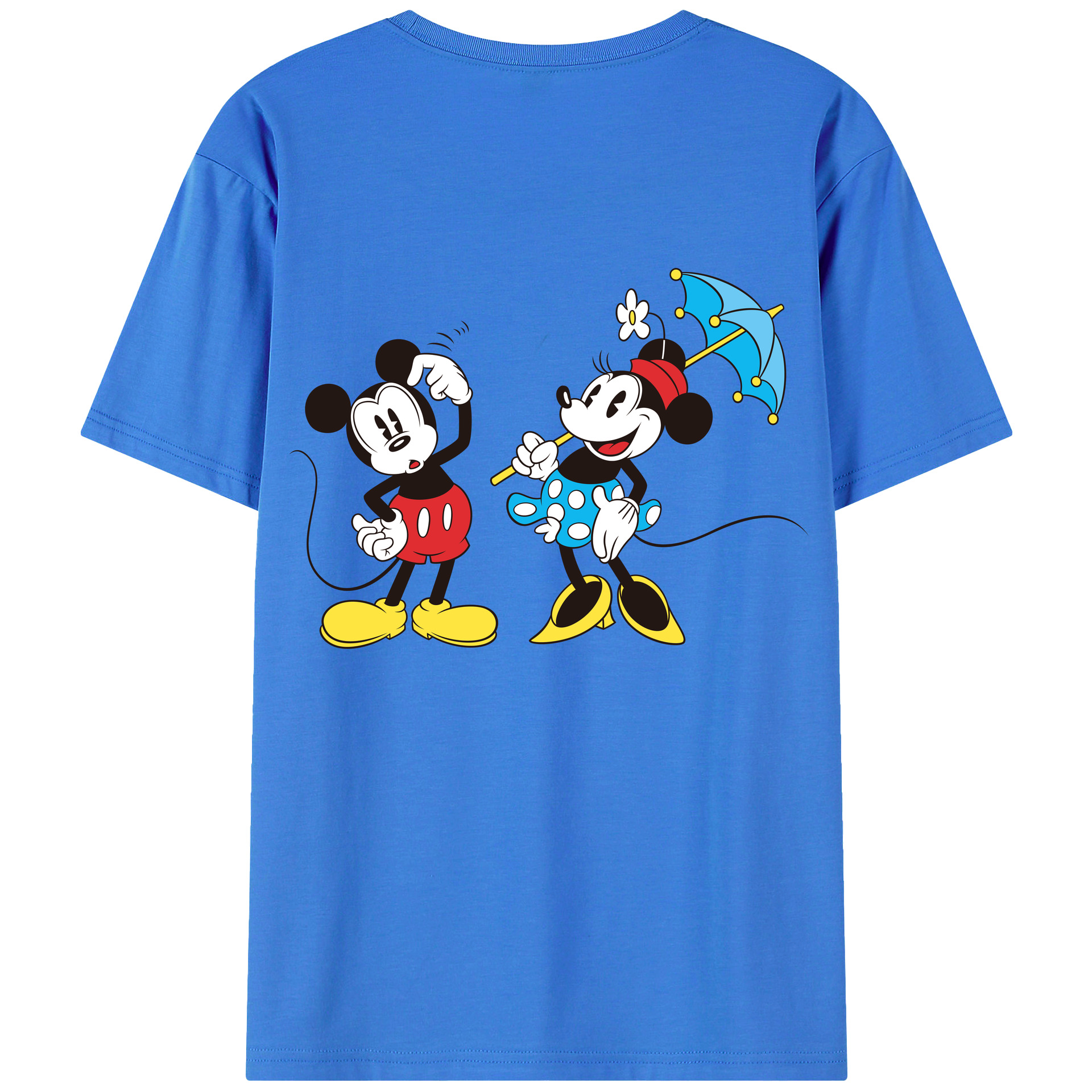 ミッキーマウス Mickey Mouse 綿100％ メンズ半袖Tシャツ（バックプリント） 通気性