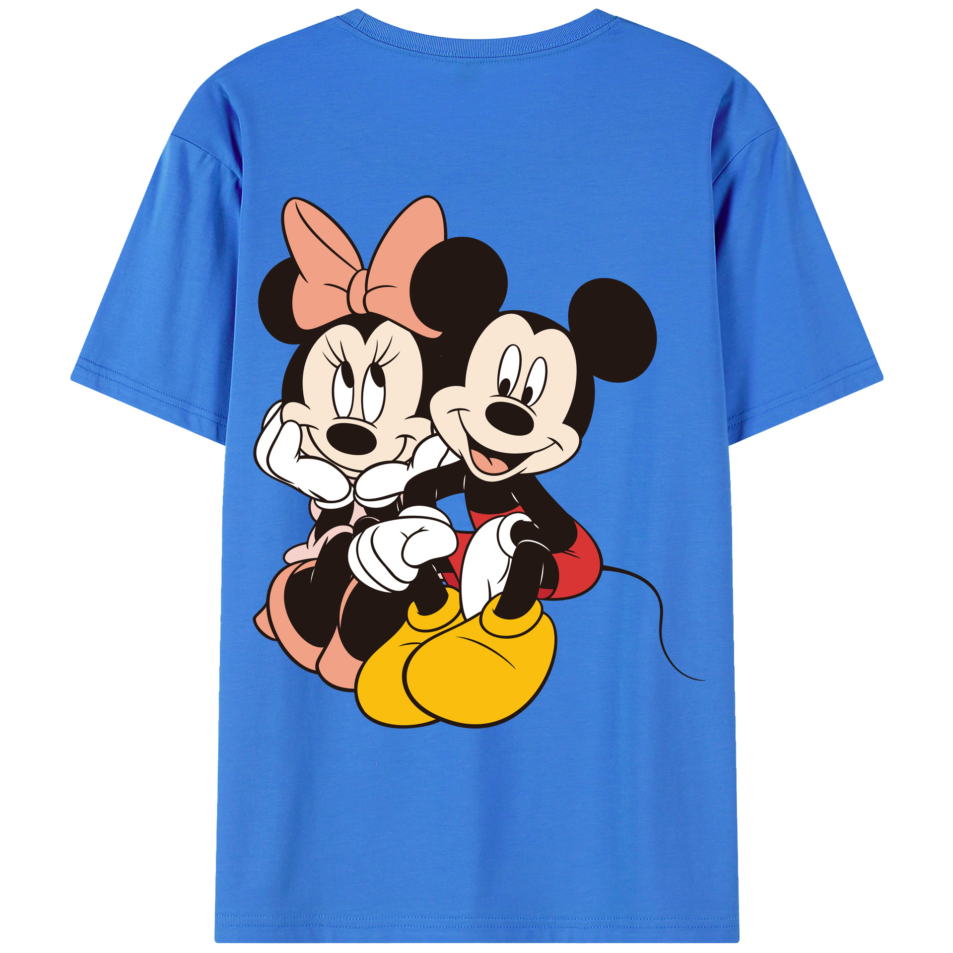 ミッキーマウス Mickey Mouse 綿100％ メンズ半袖Tシャツ（バックプリント） 通気性