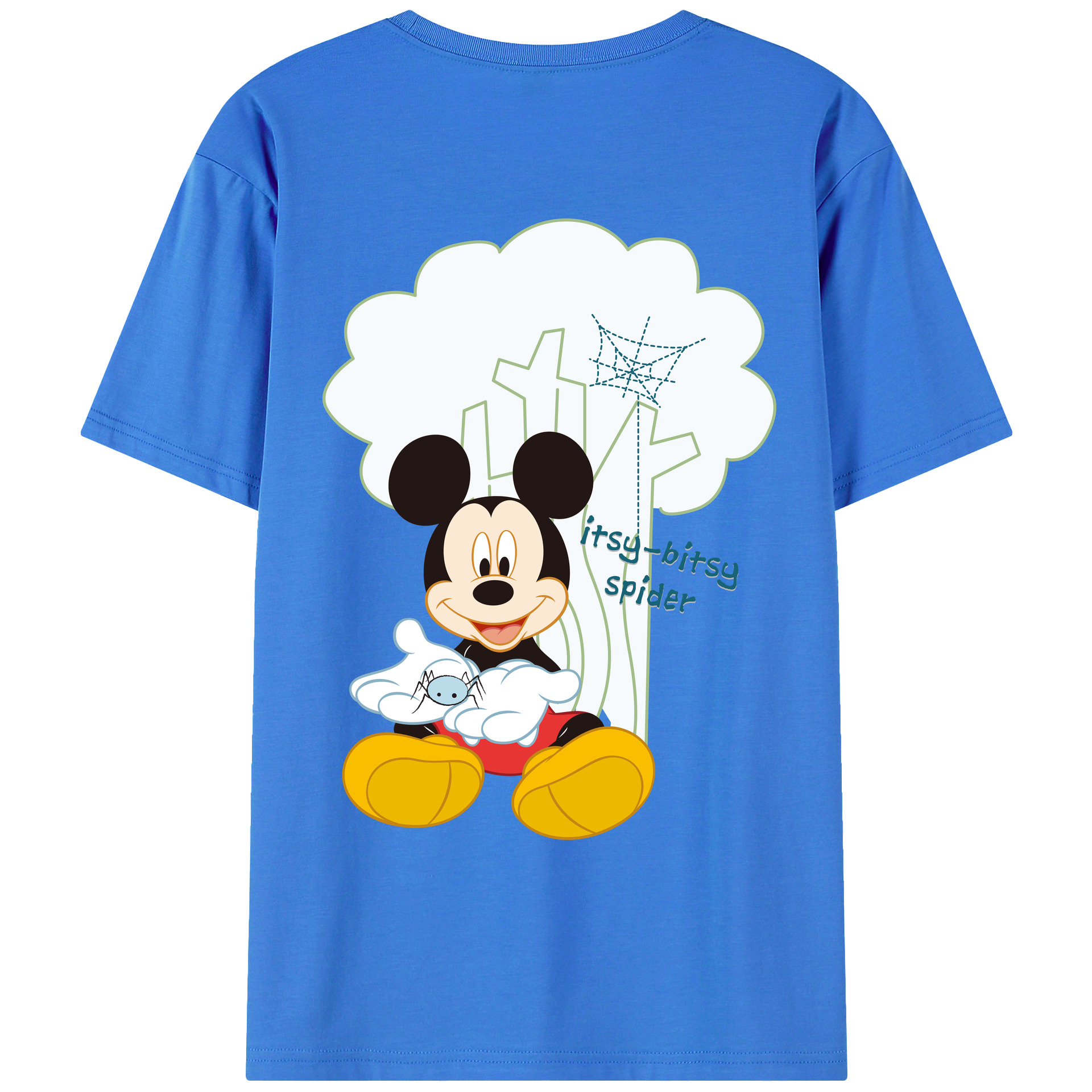 ミッキーマウス Mickey Mouse 綿100％ メンズ半袖Tシャツ（バックプリント） 通気性