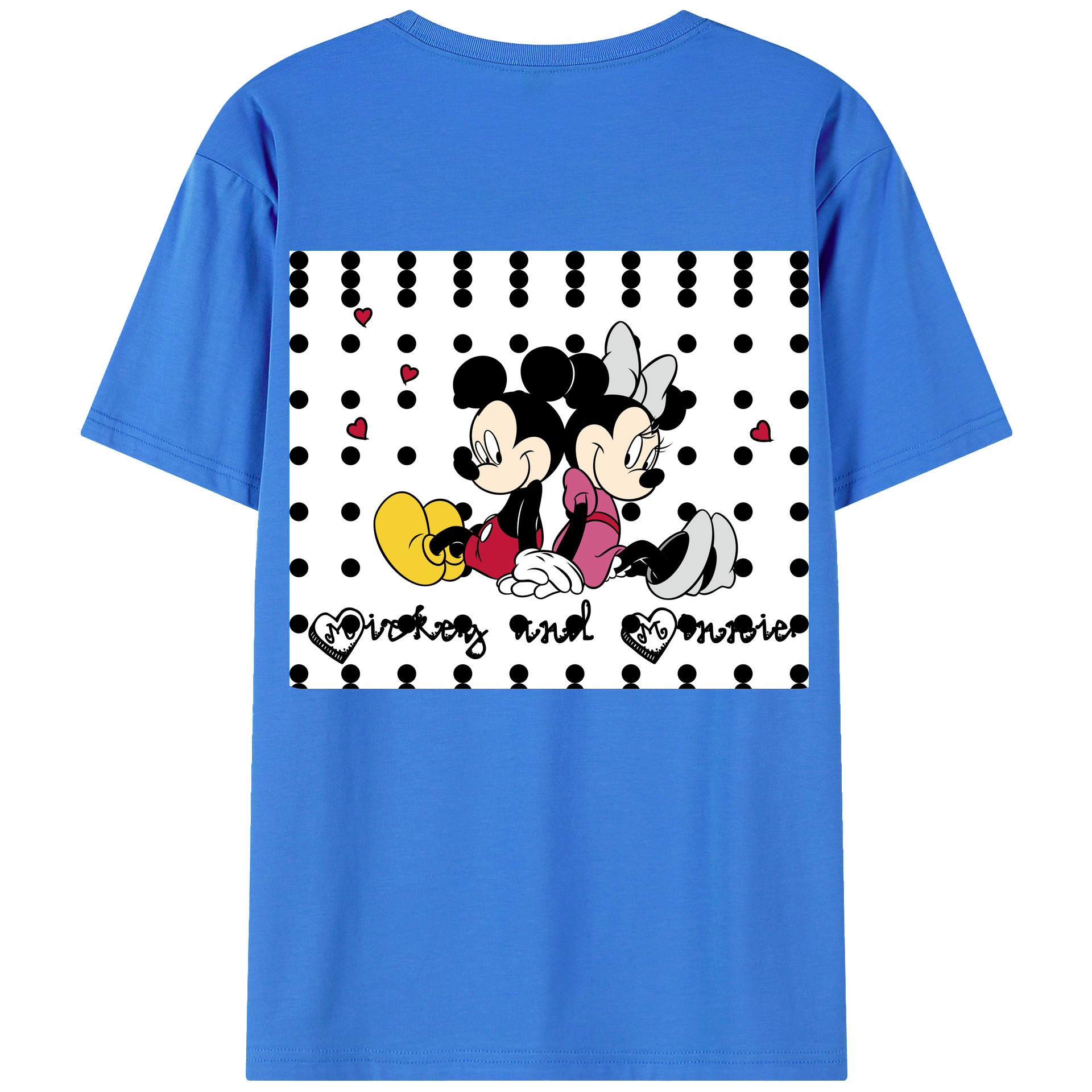 ミッキーマウス Mickey Mouse 綿100％ メンズ半袖Tシャツ（バックプリント） 通気性