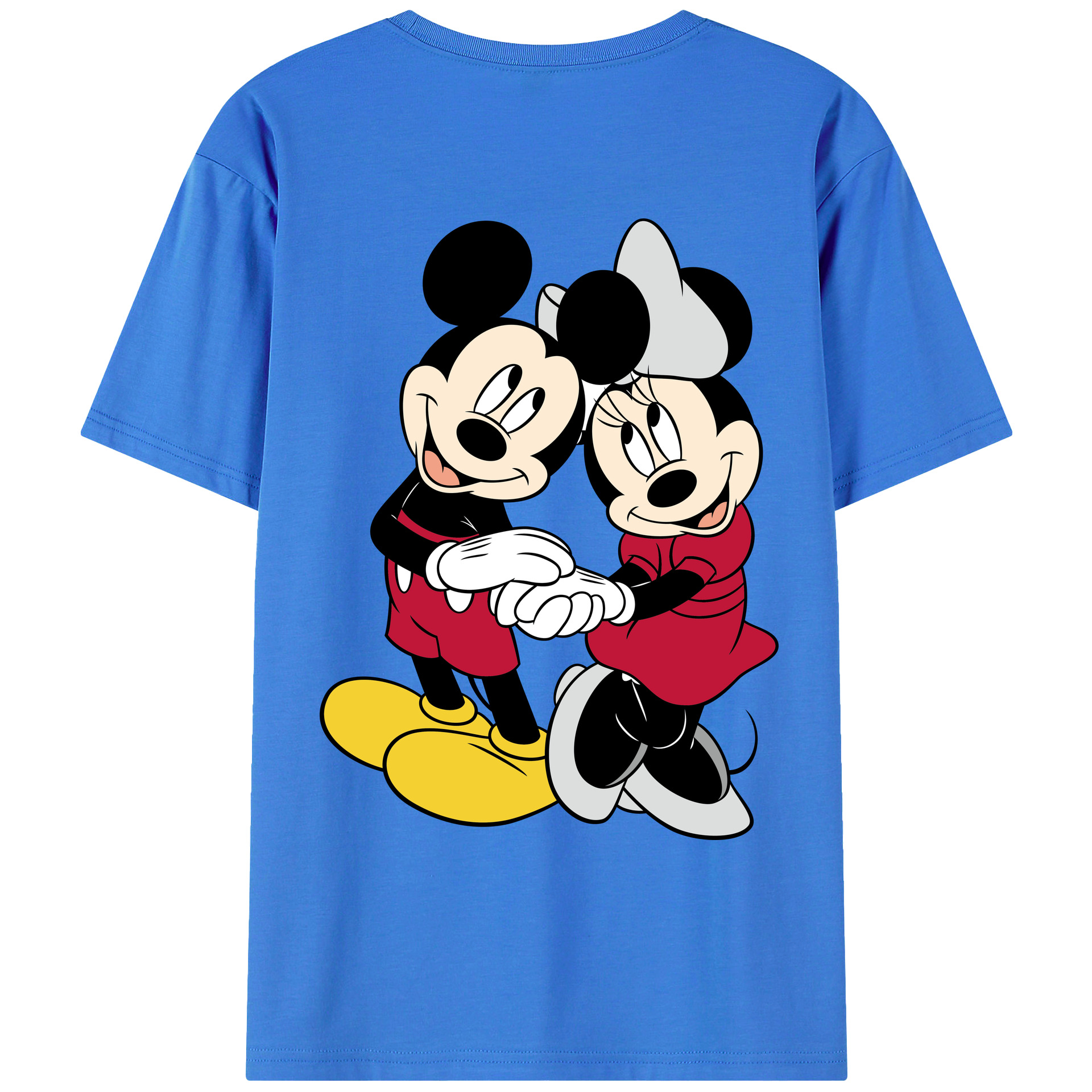 ミッキーマウス Mickey Mouse 綿100％ メンズ半袖Tシャツ（バックプリント） 通気性
