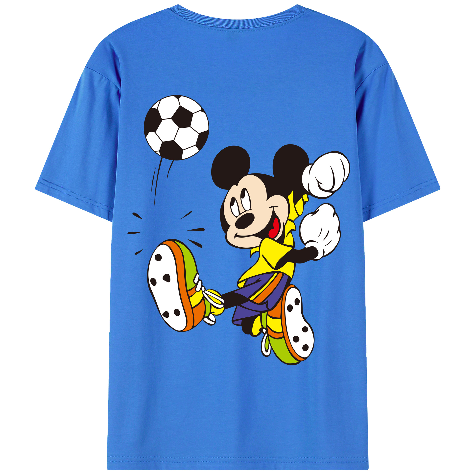 ミッキーマウス Mickey Mouse 綿100％ メンズ半袖Tシャツ（バックプリント） 通気性