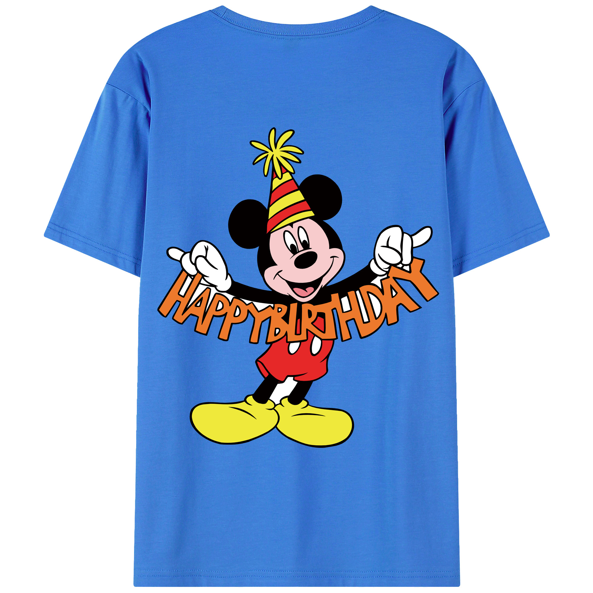 ミッキーマウス Mickey Mouse 綿100％ メンズ半袖Tシャツ（バックプリント） 通気性
