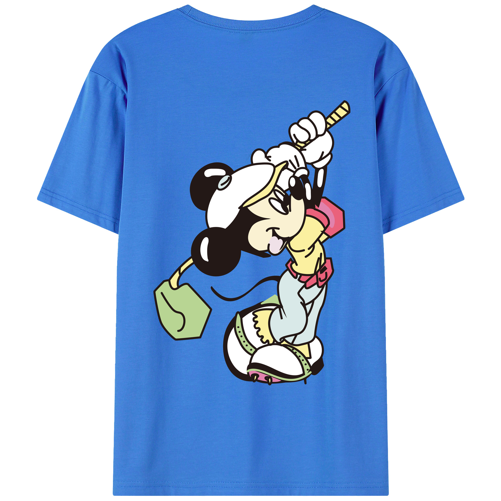 ミッキーマウス Mickey Mouse 綿100％ メンズ半袖Tシャツ（バックプリント） 通気性