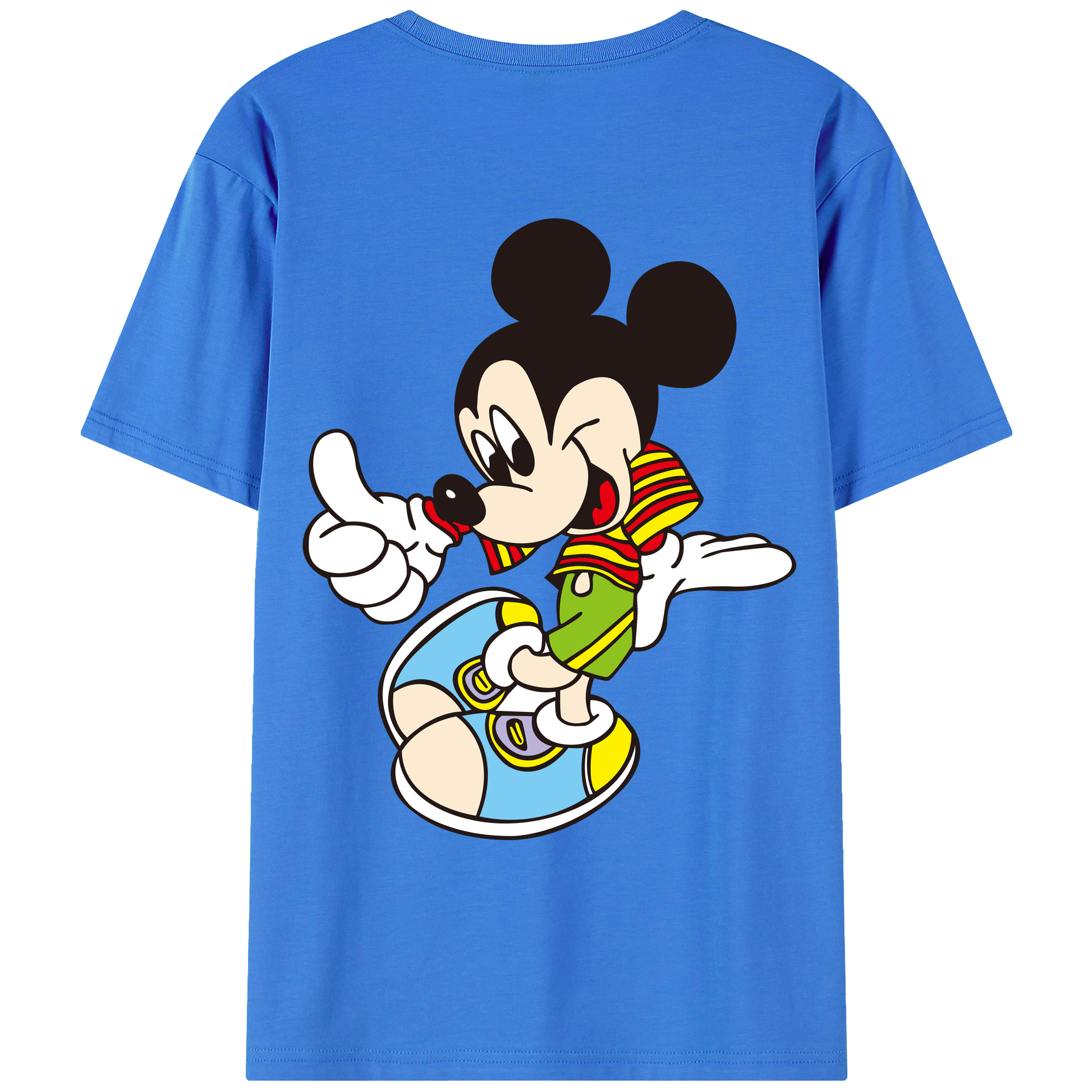 ミッキーマウス Mickey Mouse 綿100％ メンズ半袖Tシャツ（バックプリント） 通気性