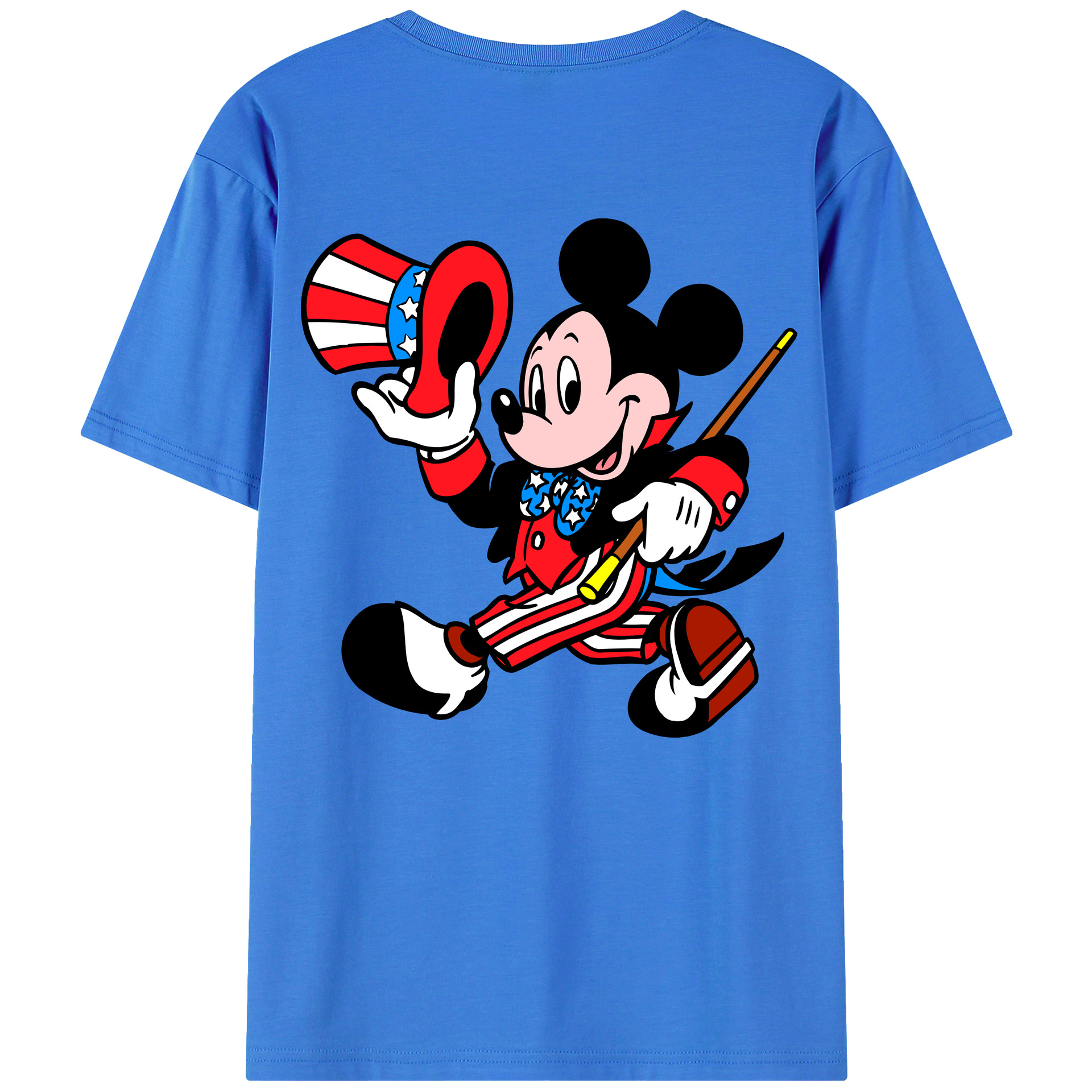 ミッキーマウス Mickey Mouse 綿100％ メンズ半袖Tシャツ（バックプリント） 通気性