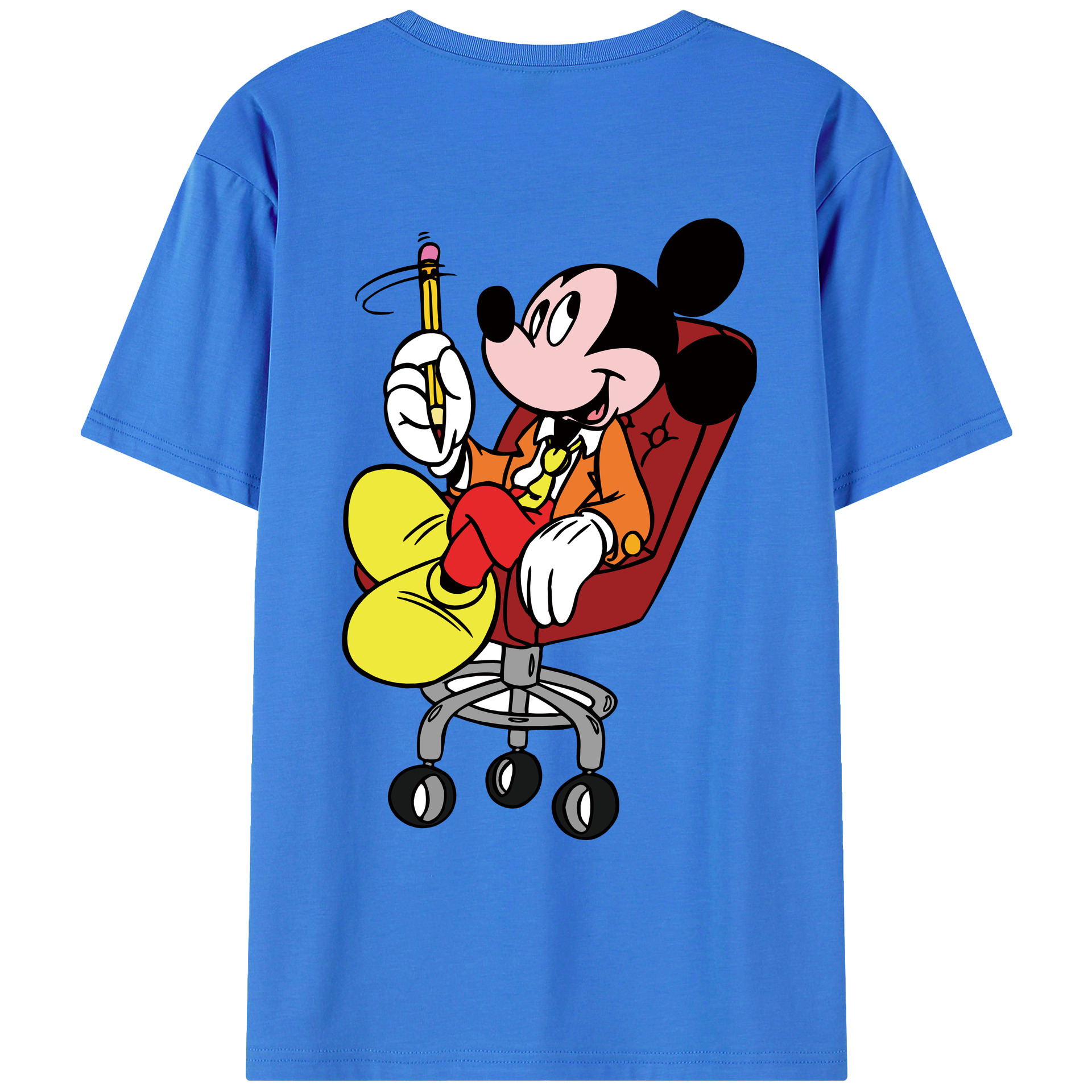 ミッキーマウス Mickey Mouse 綿100％ メンズ半袖Tシャツ（バックプリント） 通気性