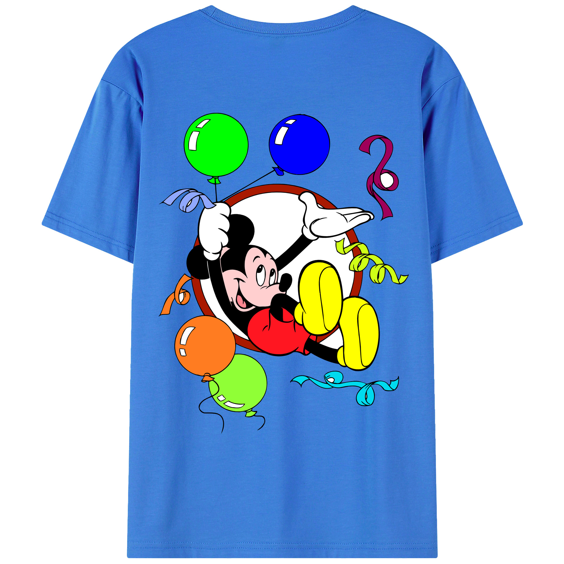 ミッキーマウス Mickey Mouse 綿100％ メンズ半袖Tシャツ（バックプリント） 通気性