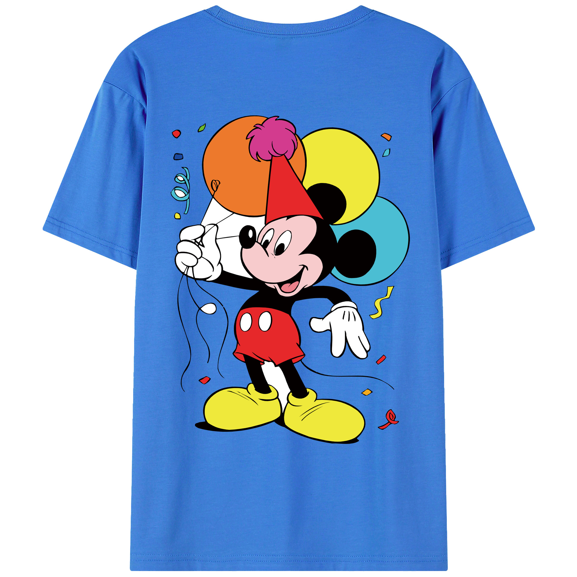 ミッキーマウス Mickey Mouse 綿100％ メンズ半袖Tシャツ（バックプリント） 通気性