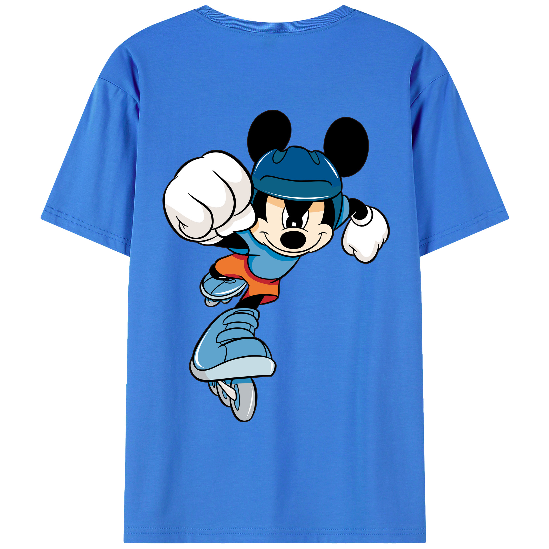 ミッキーマウス Mickey Mouse 綿100％ メンズ半袖Tシャツ（バックプリント） 通気性