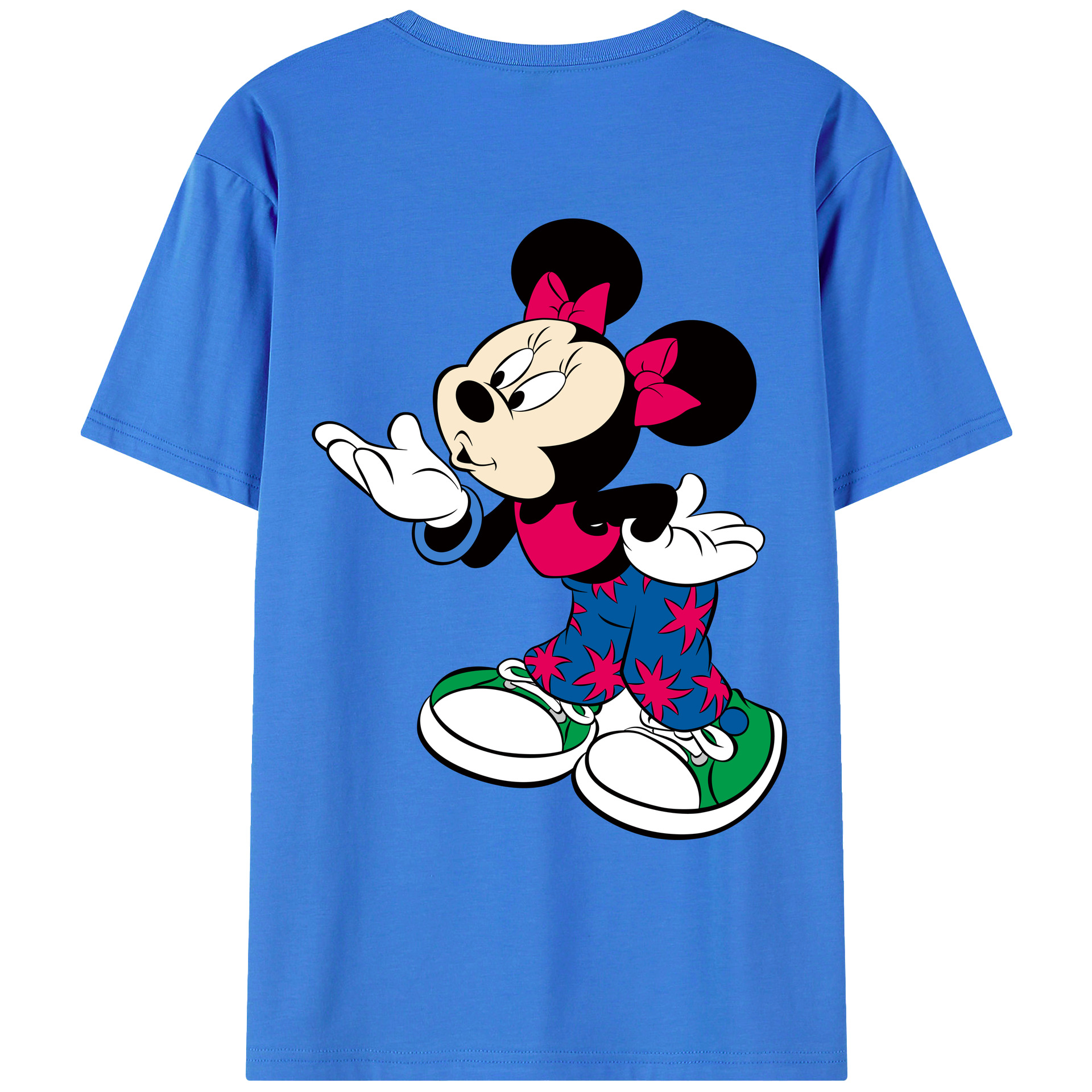 ミッキーマウス Mickey Mouse 綿100％ メンズ半袖Tシャツ（バックプリント） 通気性