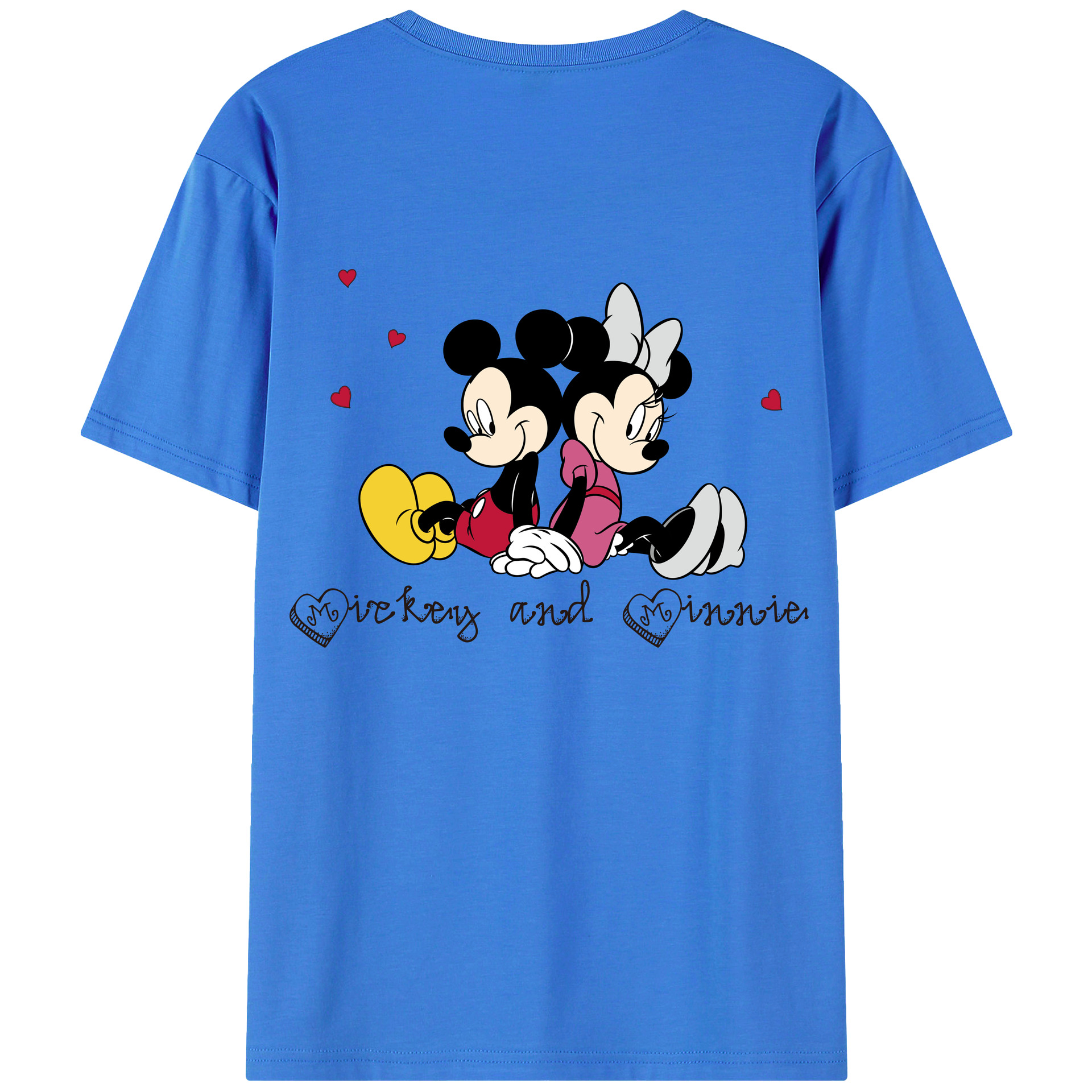 ミッキーマウス Mickey Mouse 綿100％ メンズ半袖Tシャツ（バックプリント） 通気性