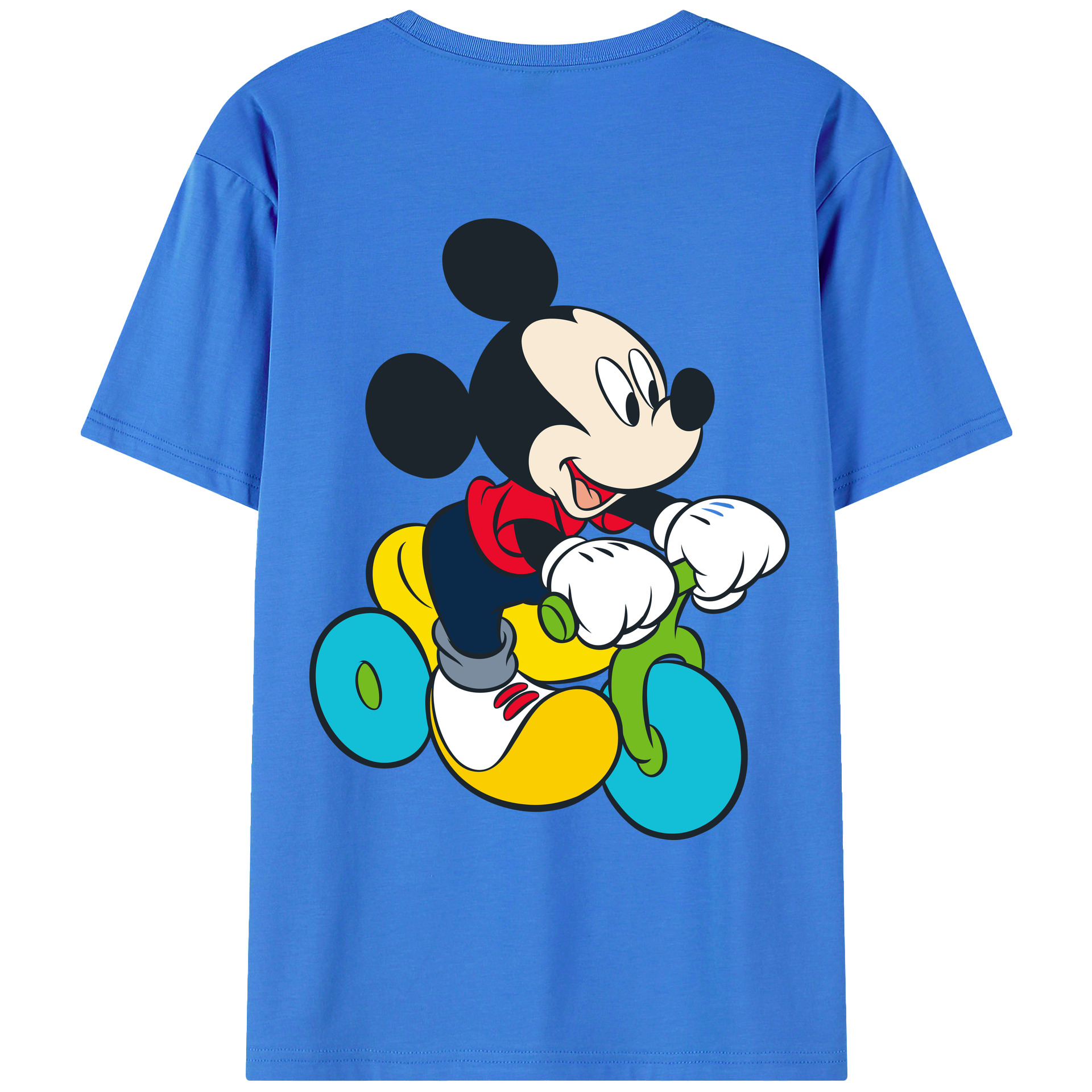 ミッキーマウス Mickey Mouse 綿100％ メンズ半袖Tシャツ（バックプリント） 通気性