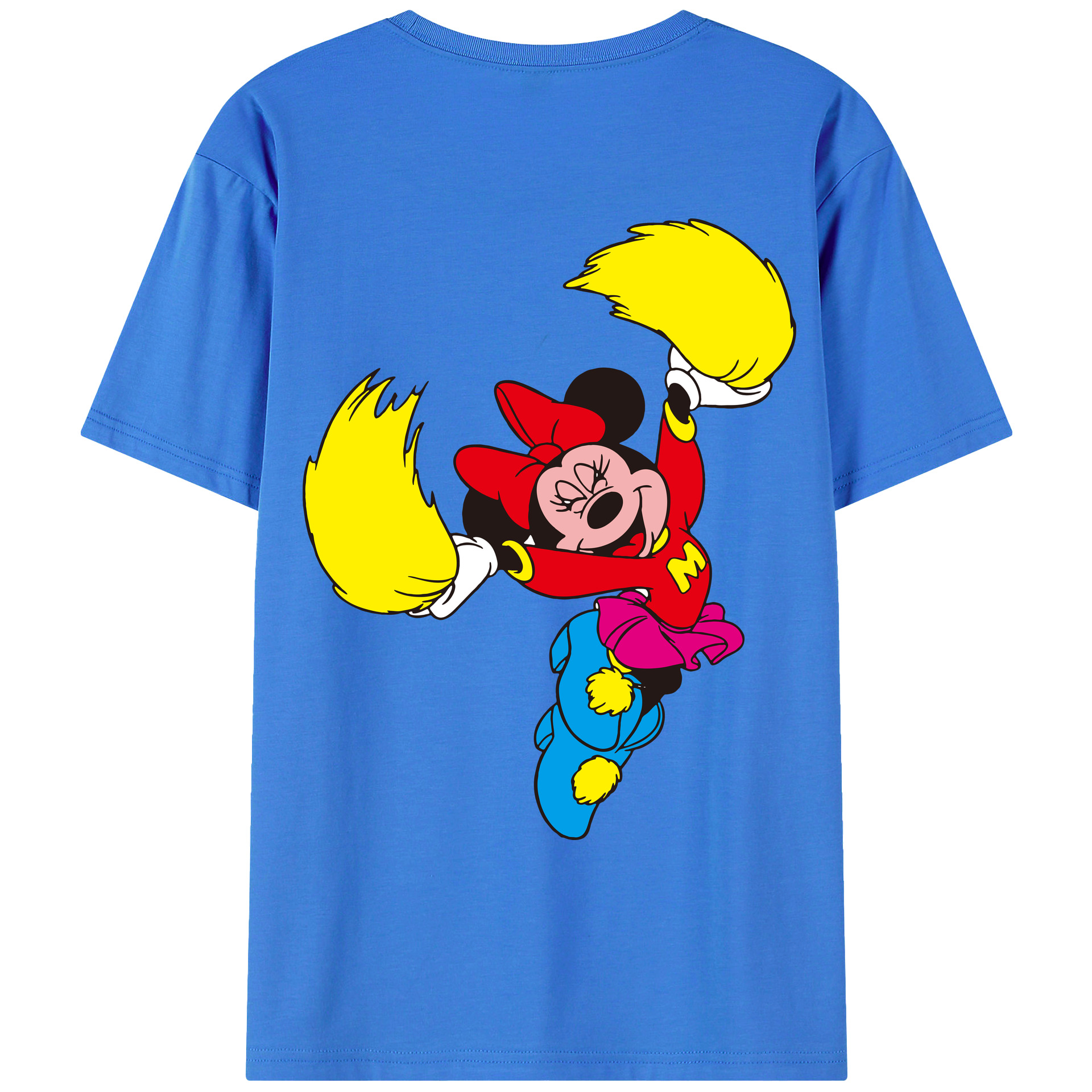 ミッキーマウス Mickey Mouse 綿100％ メンズ半袖Tシャツ（バックプリント） 通気性