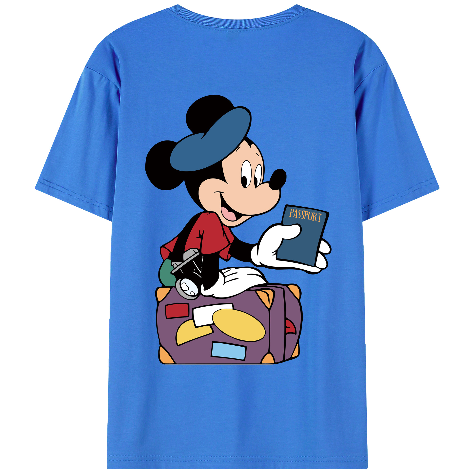 ミッキーマウス Mickey Mouse 綿100％ メンズ半袖Tシャツ（バックプリント） 通気性