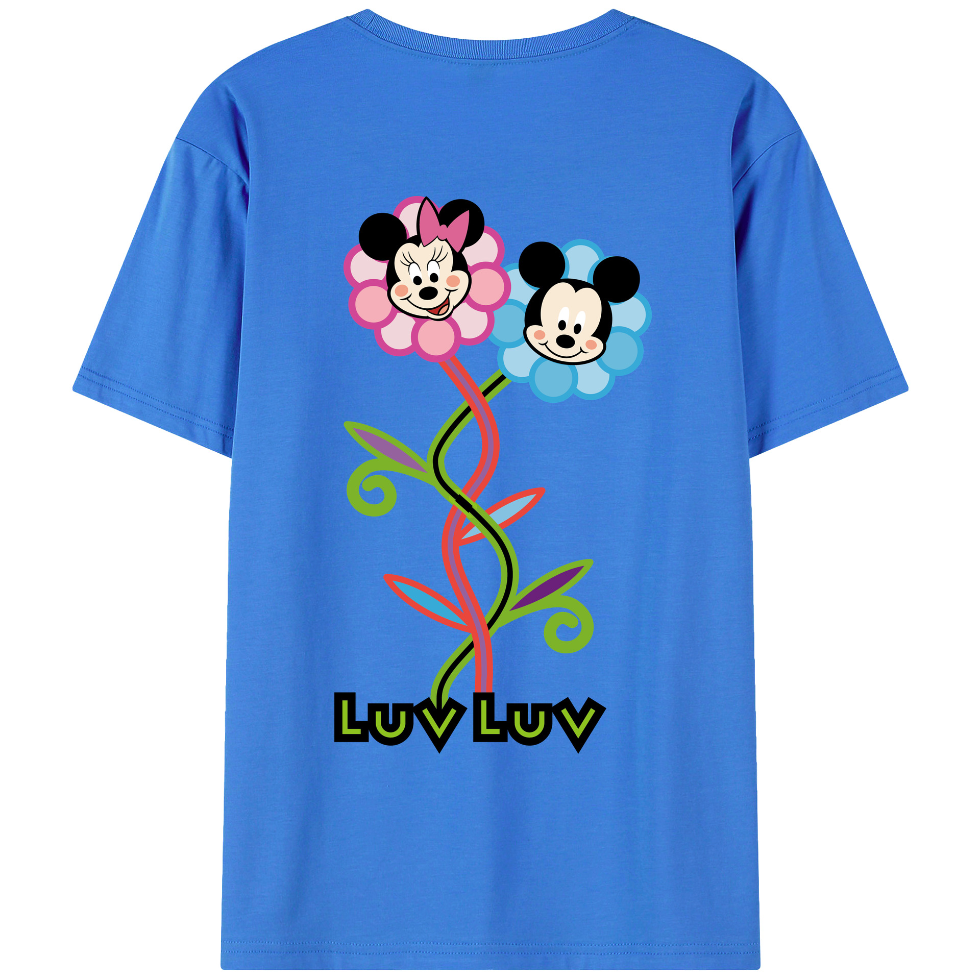ミッキーマウス Mickey Mouse 綿100％ メンズ半袖Tシャツ（バックプリント） 通気性
