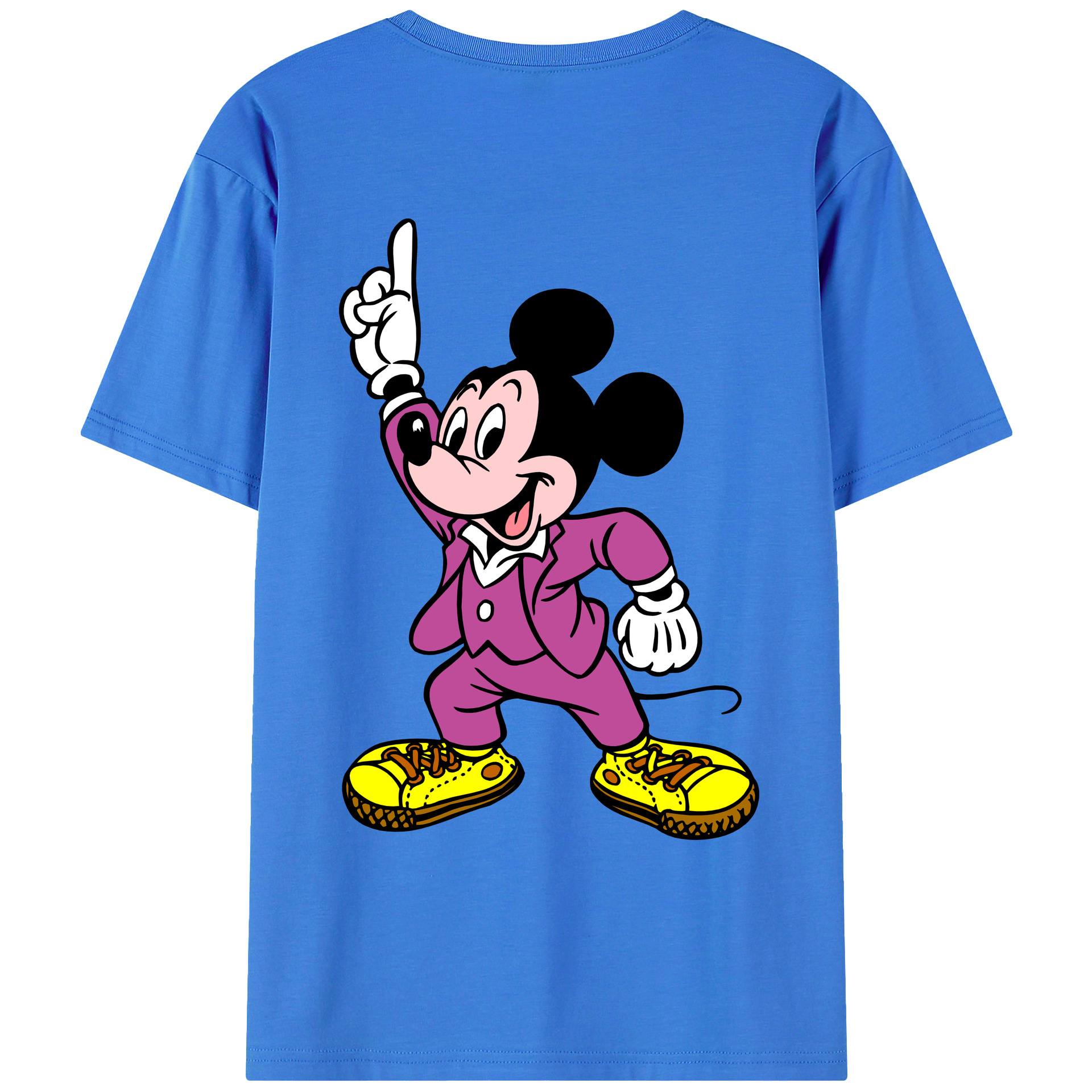 （画像用） ミッキーマウス Mickey Mouse 綿100％ メンズ半袖Tシャツ（バックプリント） 通気性