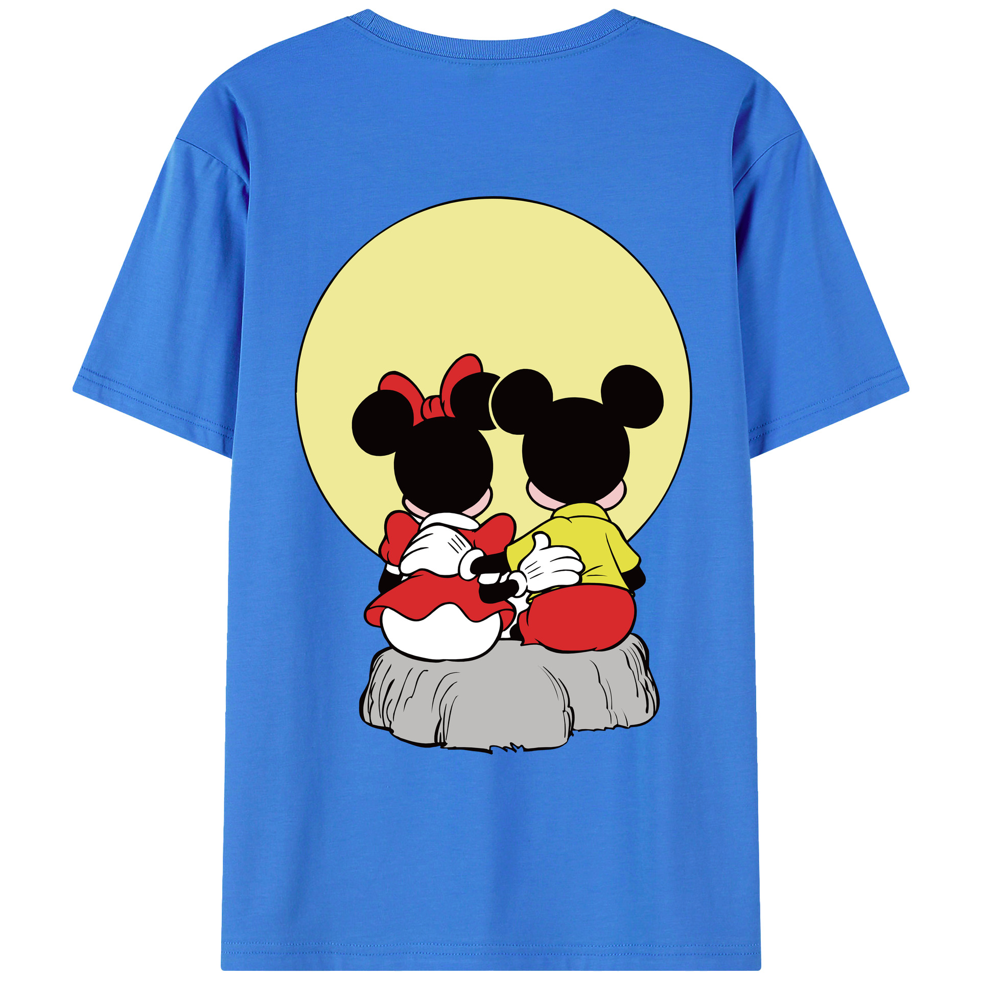 ミッキーマウス Mickey Mouse 綿100％ メンズ半袖Tシャツ（バックプリント） 通気性