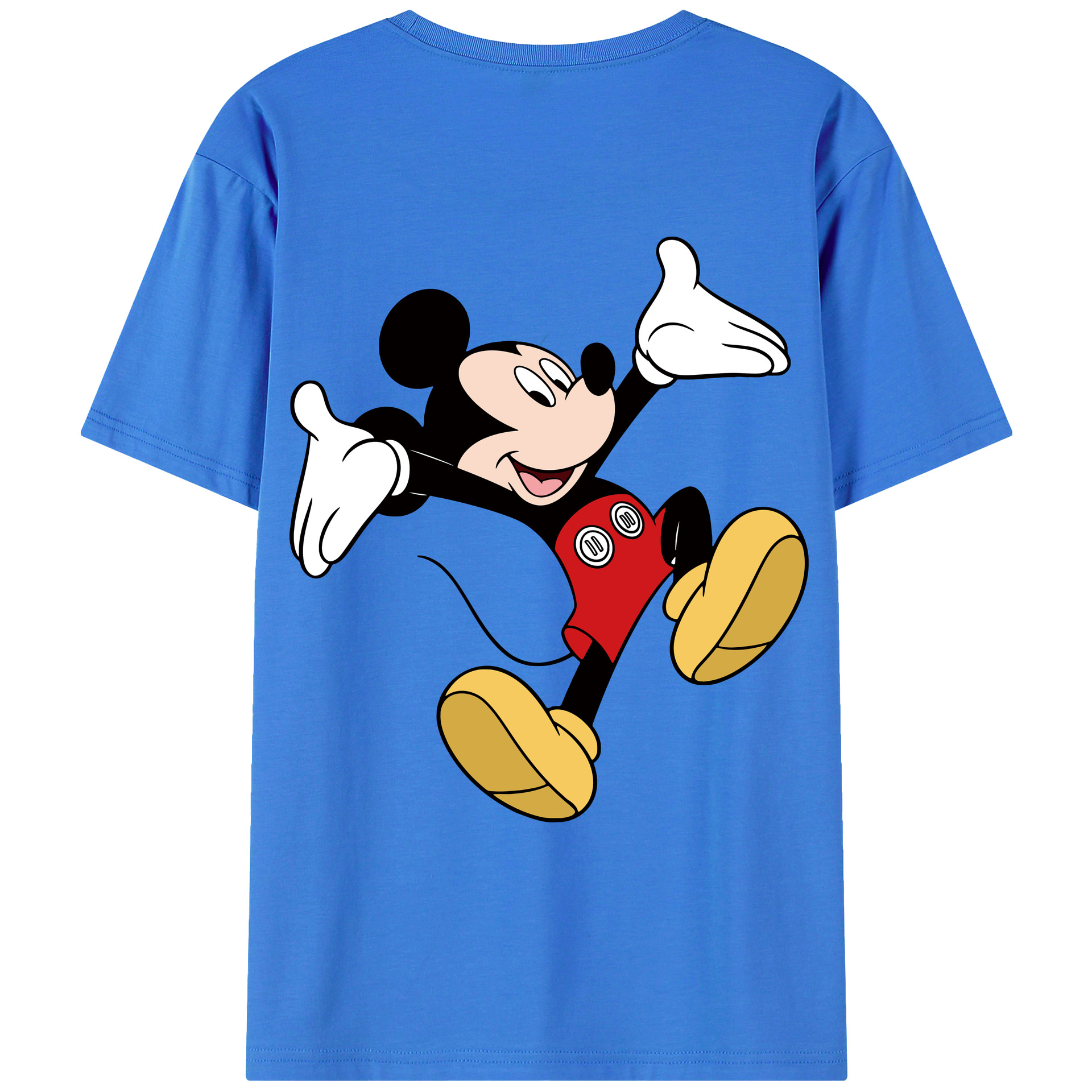 ミッキーマウス Mickey Mouse 綿100％ メンズ半袖Tシャツ（バックプリント） 通気性