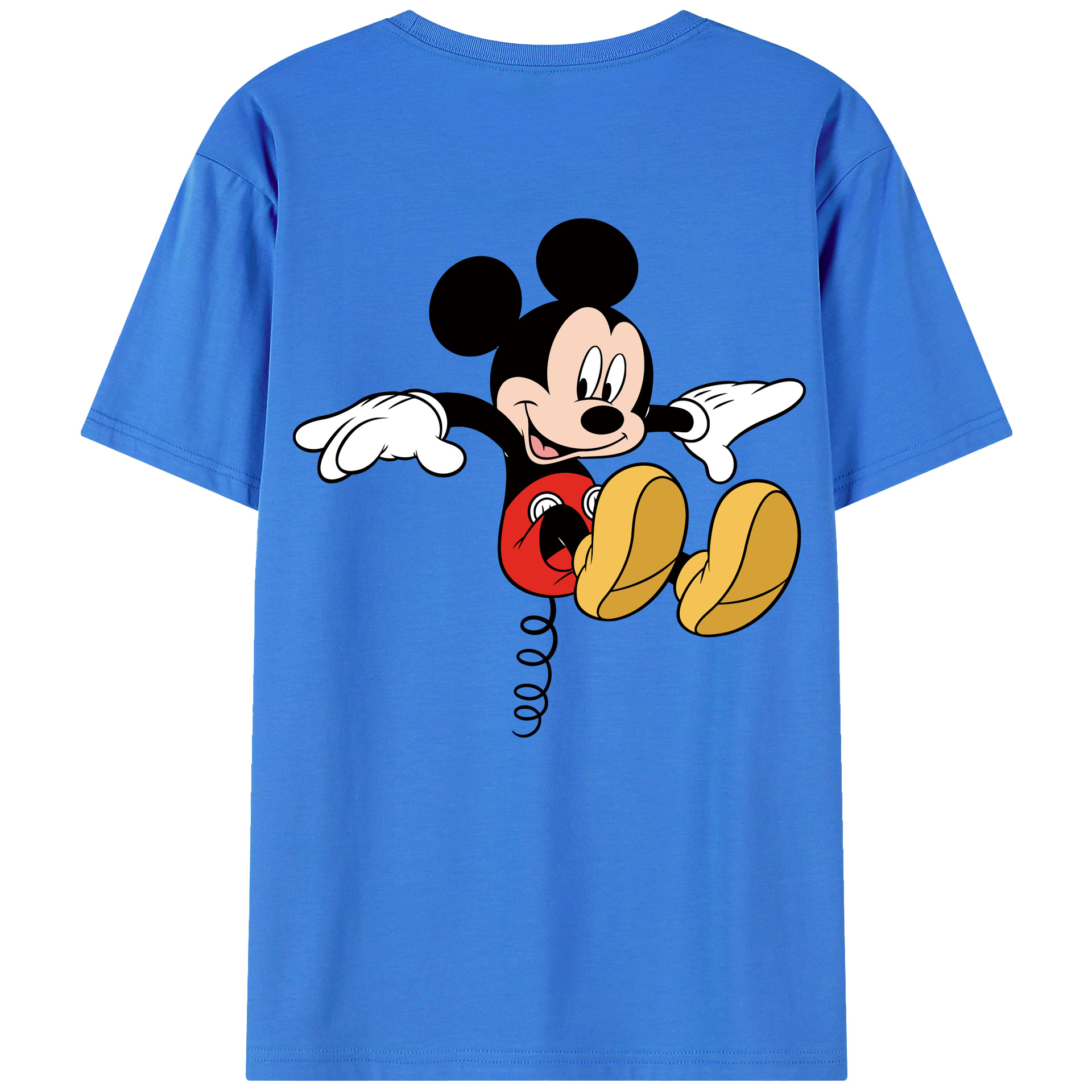 ミッキーマウス Mickey Mouse 綿100％ メンズ半袖Tシャツ（バックプリント） 通気性