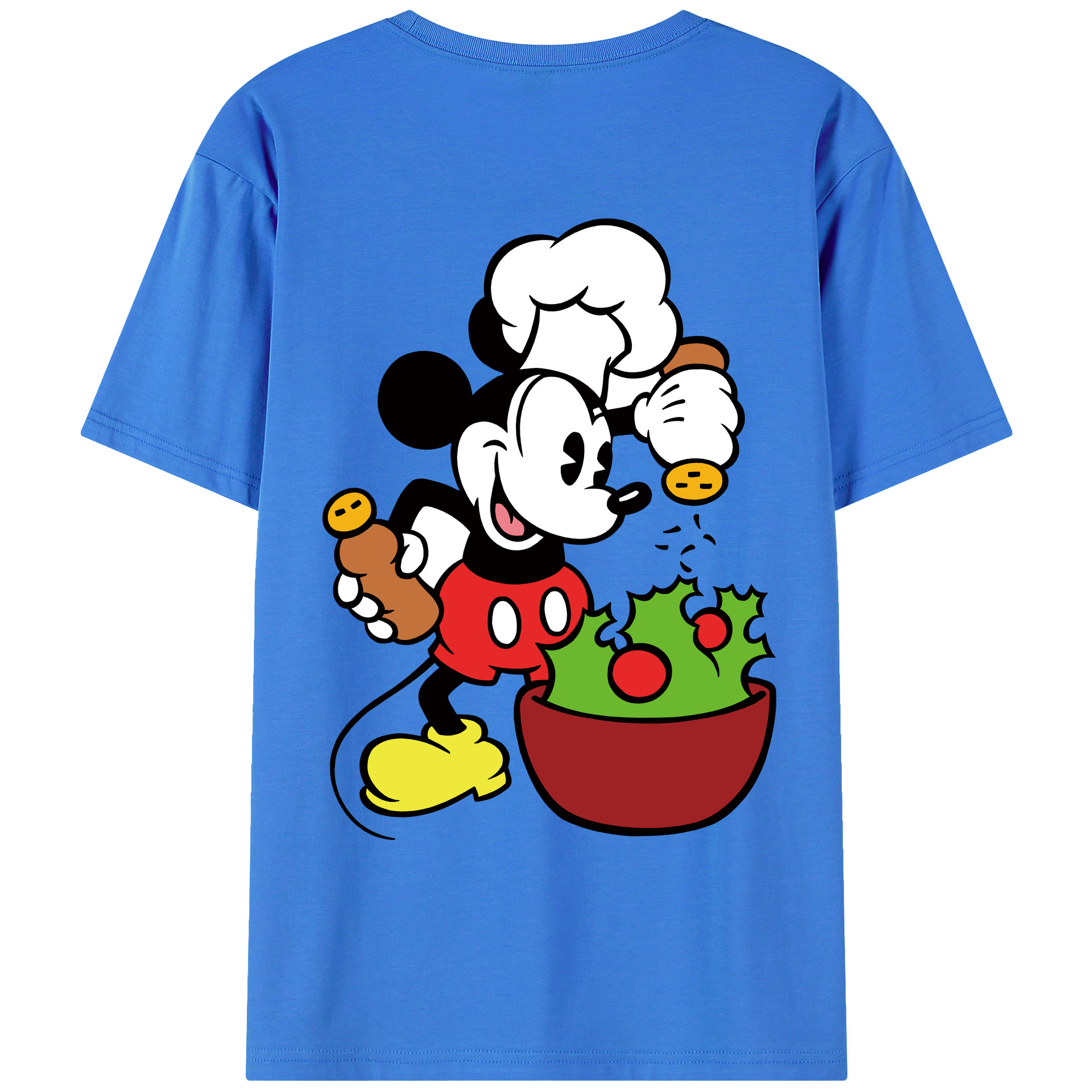 ミッキーマウス Mickey Mouse 綿100％ メンズ半袖Tシャツ（バックプリント） 通気性