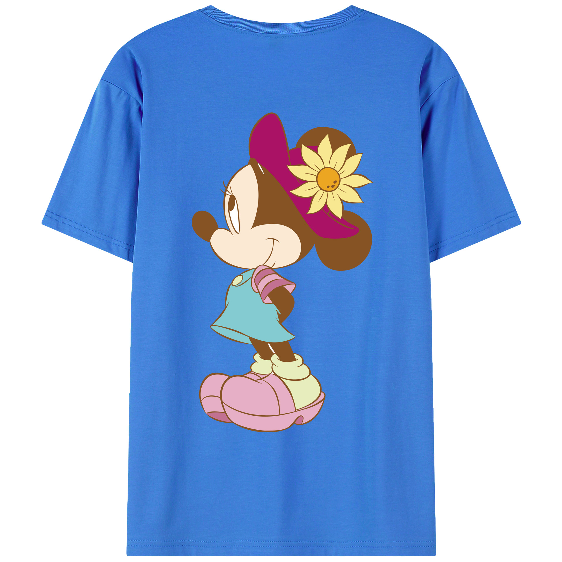 ミッキーマウス Mickey Mouse 綿100％ メンズ半袖Tシャツ（バックプリント） 通気性