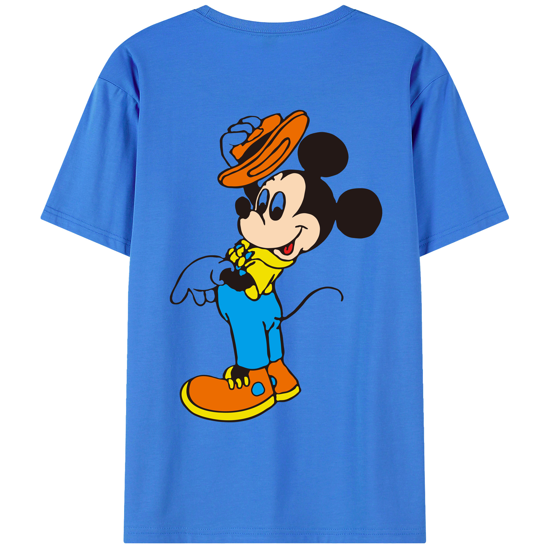 ミッキーマウス Mickey Mouse 綿100％ メンズ半袖Tシャツ（バックプリント） 通気性