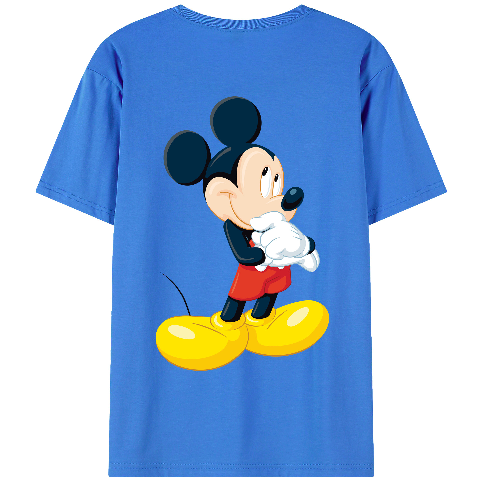ミッキーマウス Mickey Mouse 綿100％ メンズ半袖Tシャツ（バックプリント） 通気性