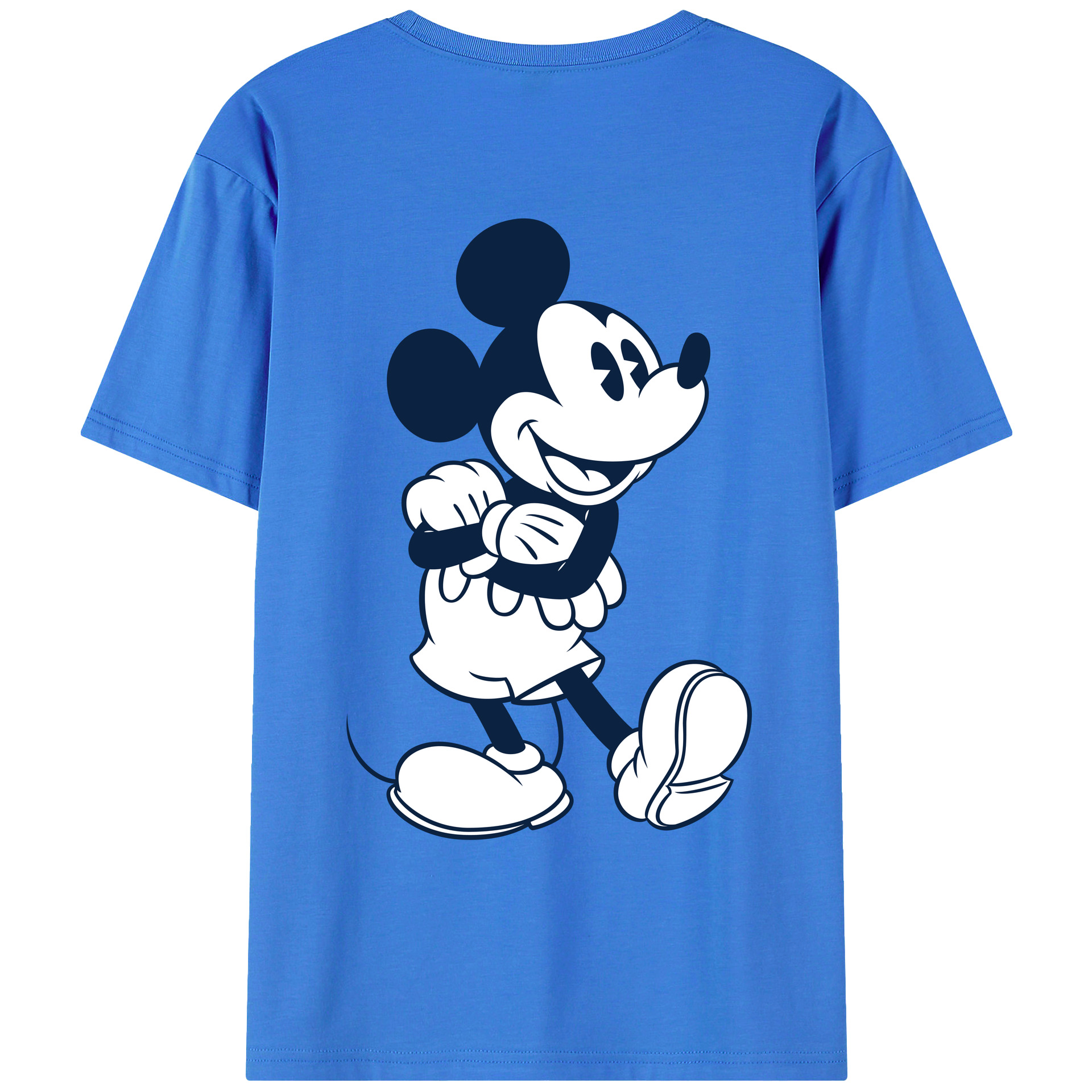 ミッキーマウス Mickey Mouse 綿100％ メンズ半袖Tシャツ（バックプリント） 通気性