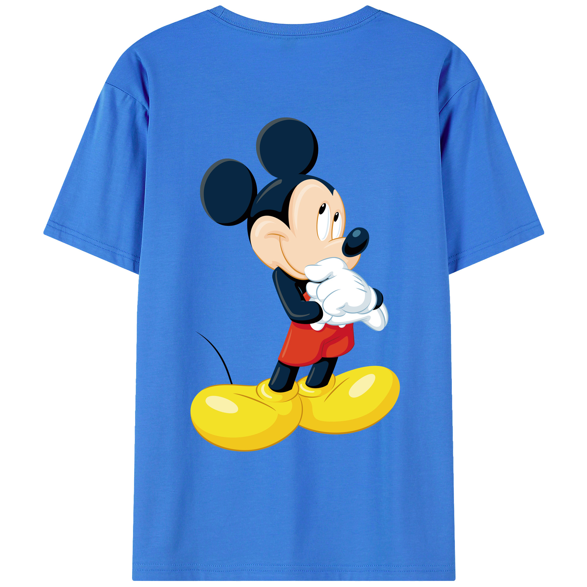 ミッキーマウス Mickey Mouse 綿100％ メンズ半袖Tシャツ（バックプリント） 通気性