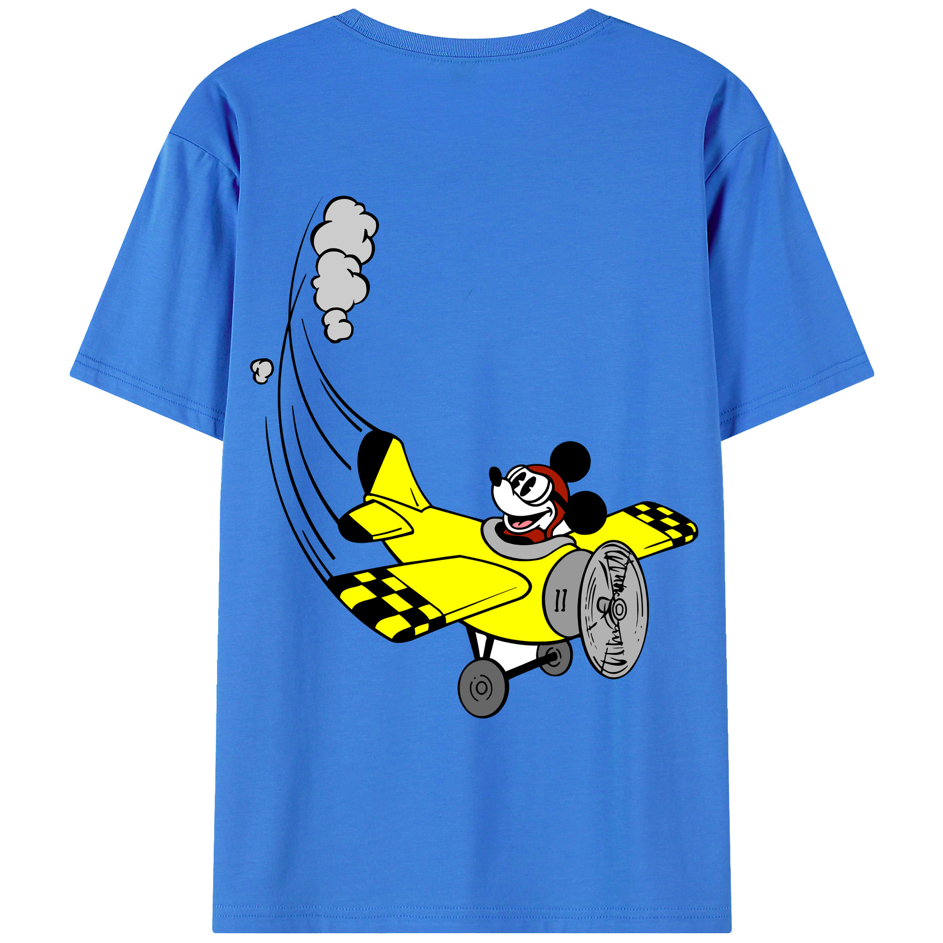 ミッキーマウス Mickey Mouse 綿100％ メンズ半袖Tシャツ（バックプリント） 通気性