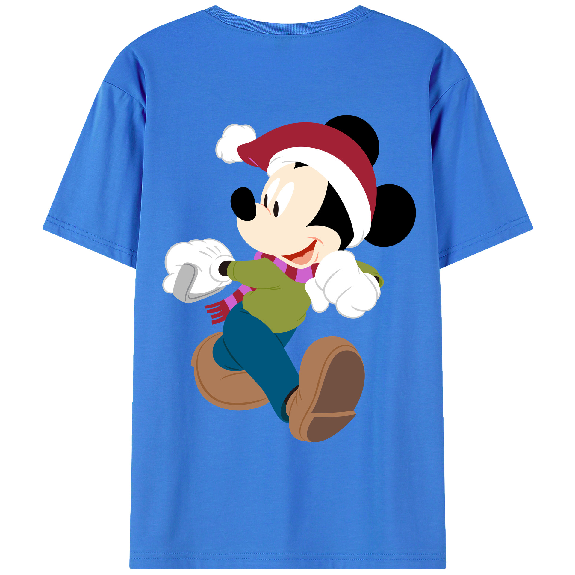 ミッキーマウス Mickey Mouse 綿100％ メンズ半袖Tシャツ（バックプリント） 通気性