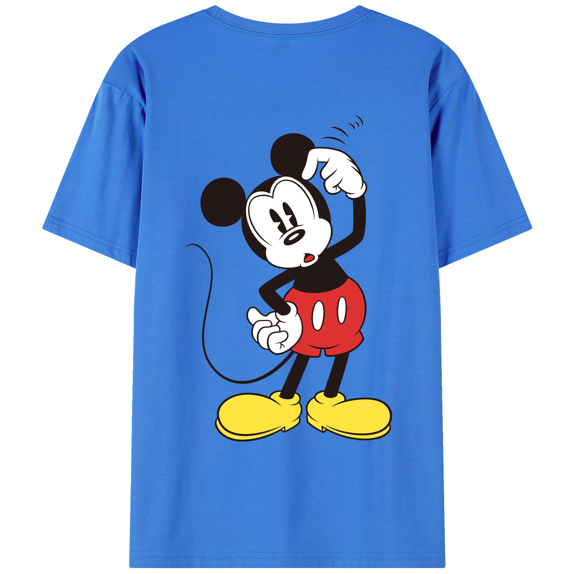 ミッキーマウス Mickey Mouse 綿100％ メンズ半袖Tシャツ（バックプリント） 通気性