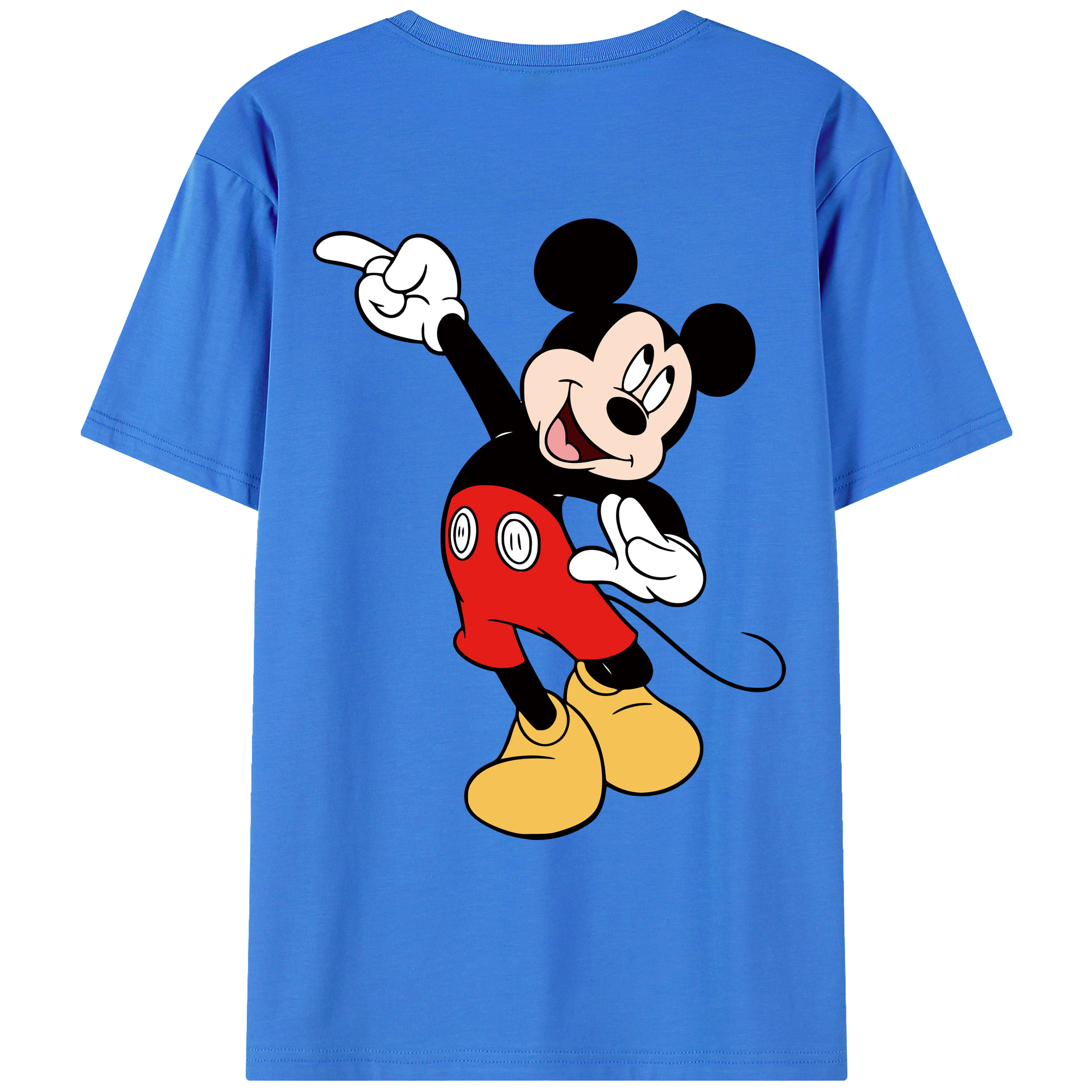 ミッキーマウス Mickey Mouse 綿100％ メンズ半袖Tシャツ（バックプリント） 通気性