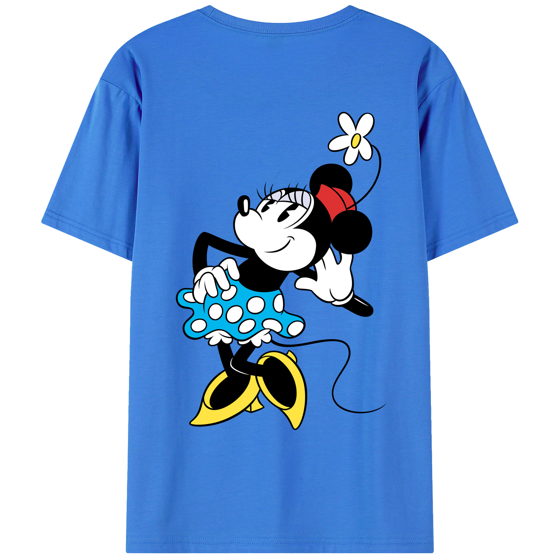 ミッキーマウス Mickey Mouse 綿100％ メンズ半袖Tシャツ（バックプリント） 通気性