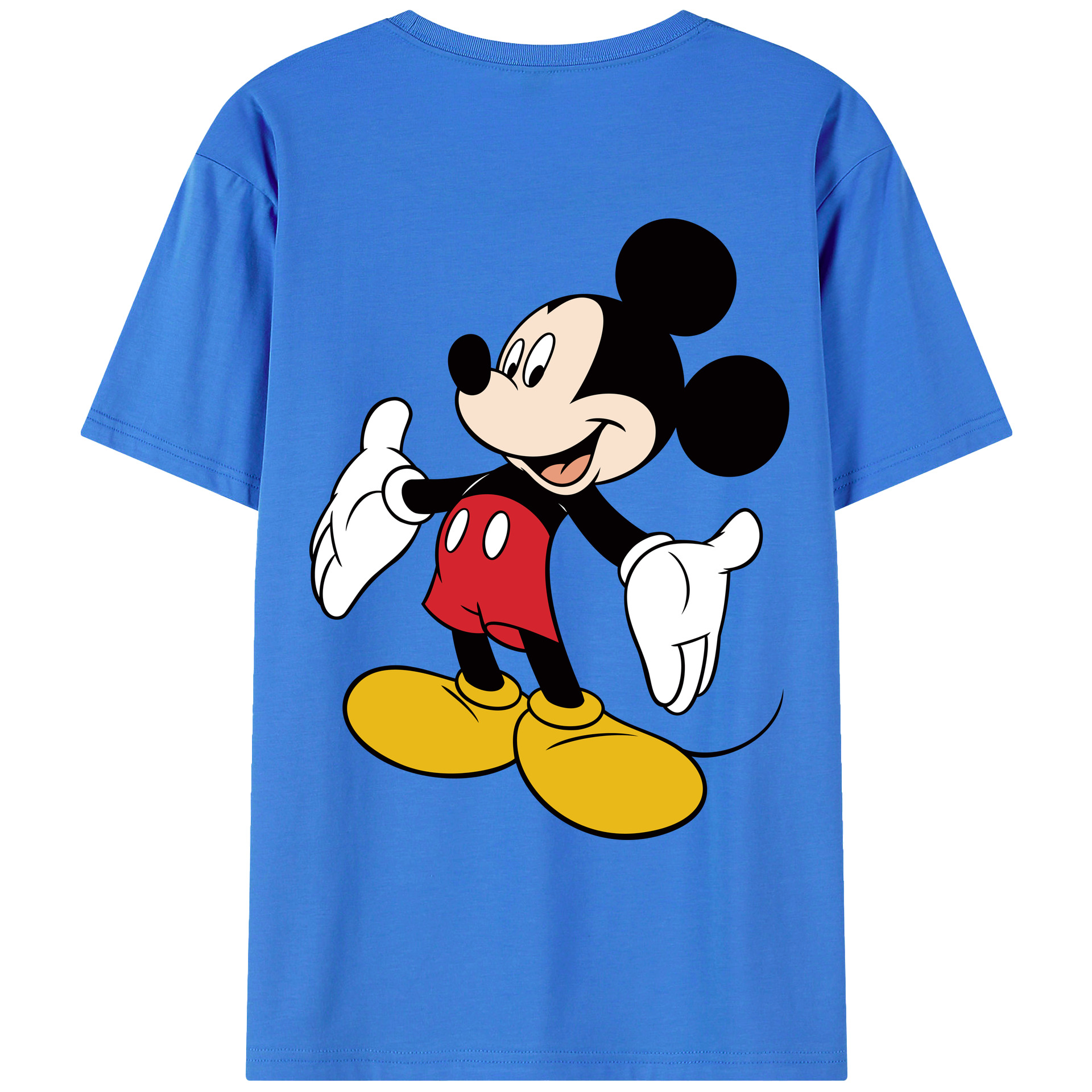 ミッキーマウス Mickey Mouse 綿100％ メンズ半袖Tシャツ（バックプリント） 通気性