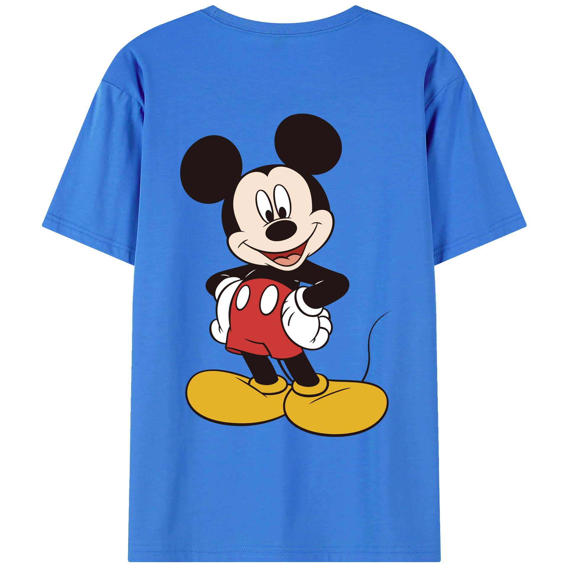 ミッキーマウス Mickey Mouse 綿100％ メンズ半袖Tシャツ（バックプリント） 通気性