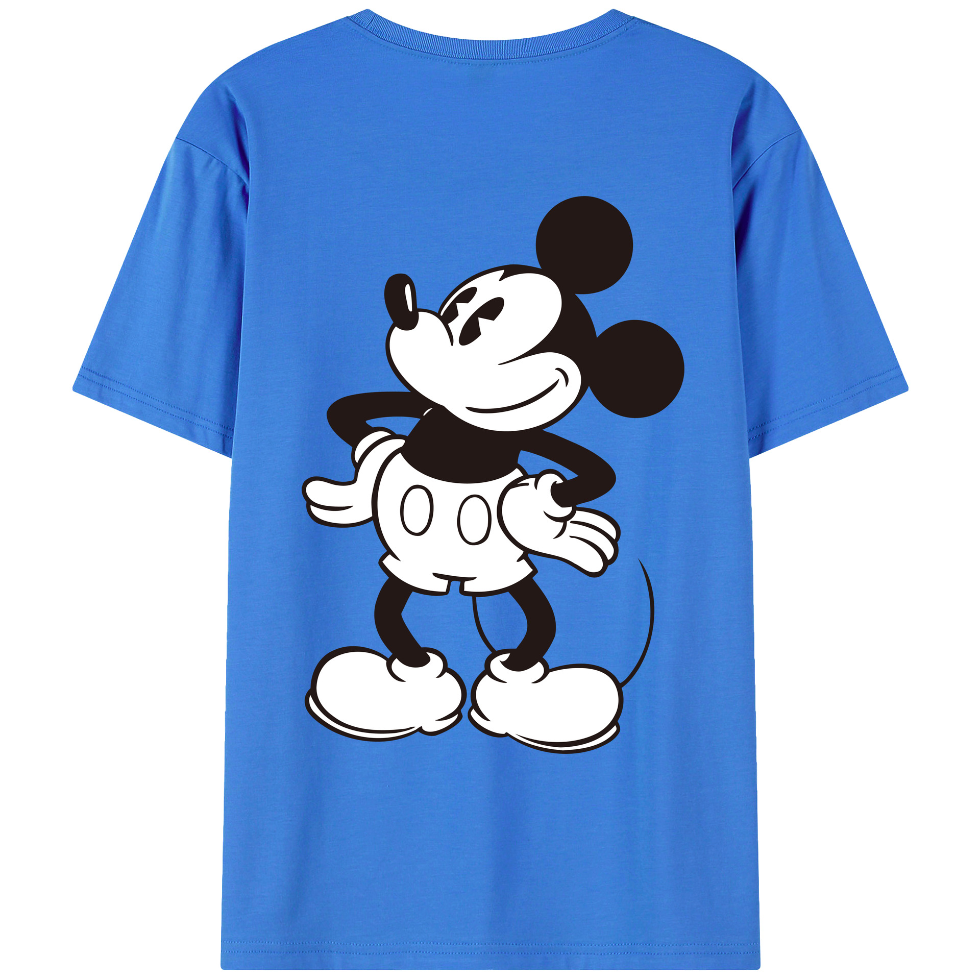 ミッキーマウス Mickey Mouse 綿100％ メンズ半袖Tシャツ（バックプリント） 通気性