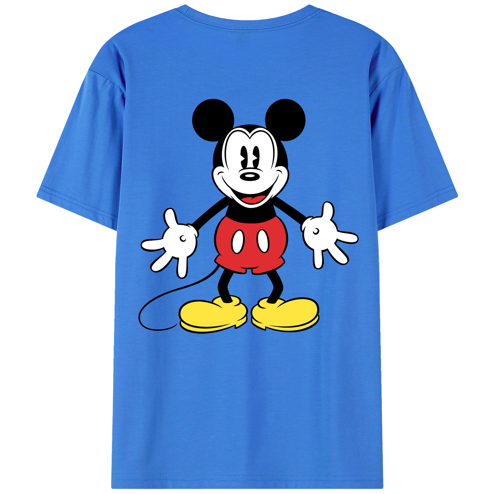 ミッキーマウス Mickey Mouse 綿100％ メンズ半袖Tシャツ（バックプリント） 通気性