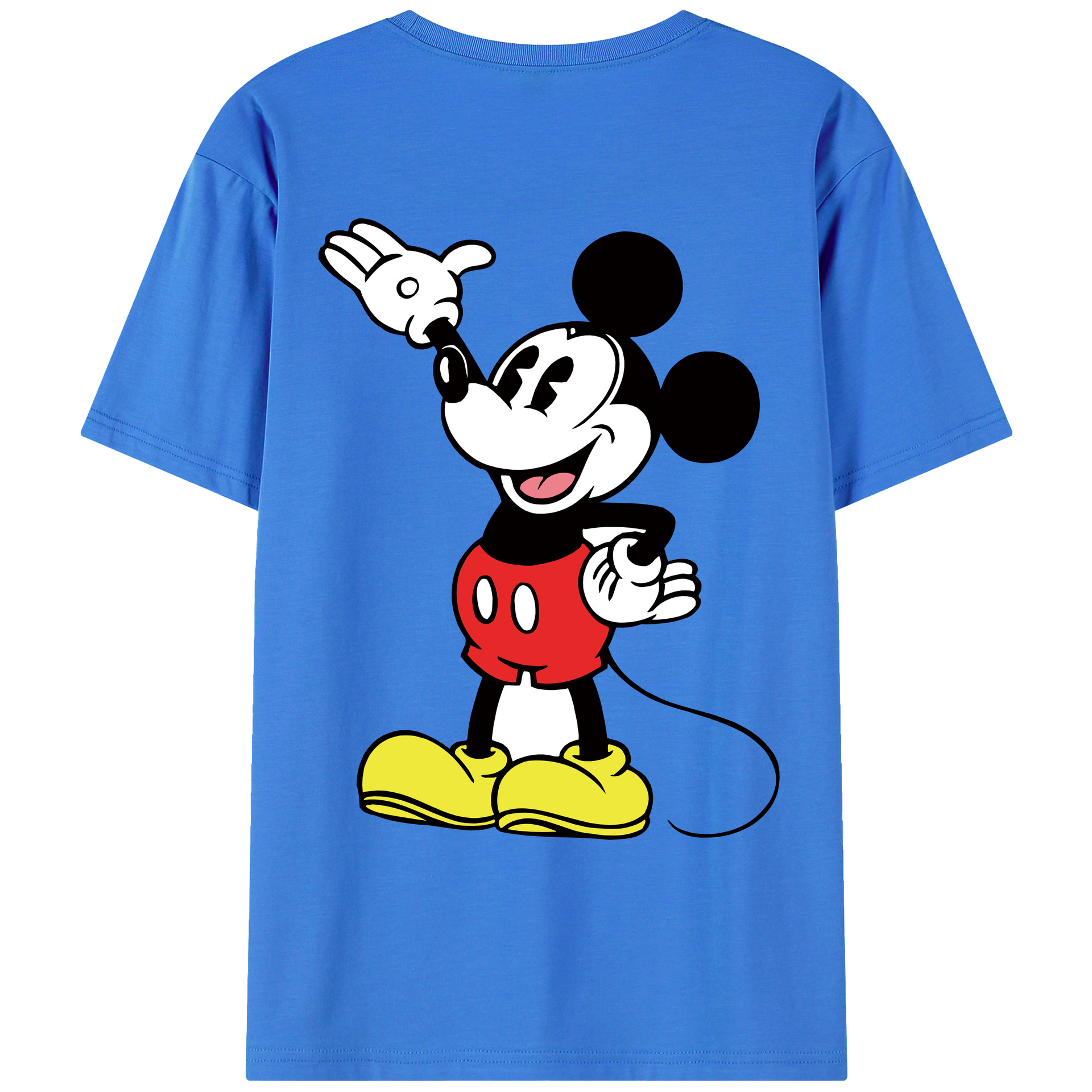 ミッキーマウス Mickey Mouse 綿100％ メンズ半袖Tシャツ（バックプリント） 通気性
