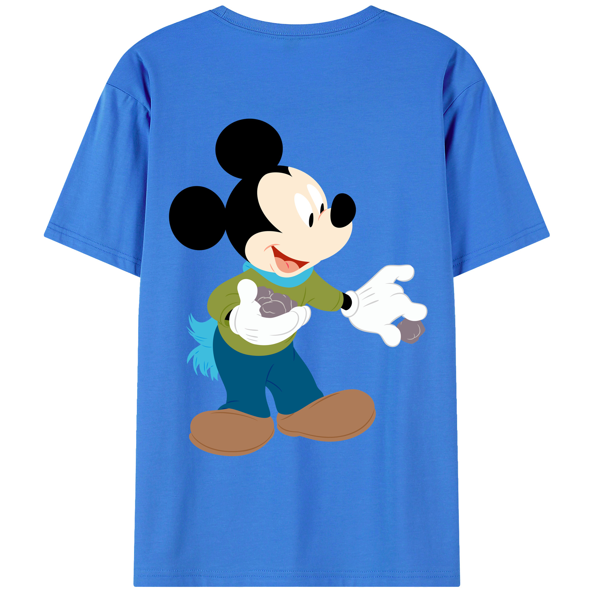 ミッキーマウス Mickey Mouse 綿100％ メンズ半袖Tシャツ（バックプリント） 通気性