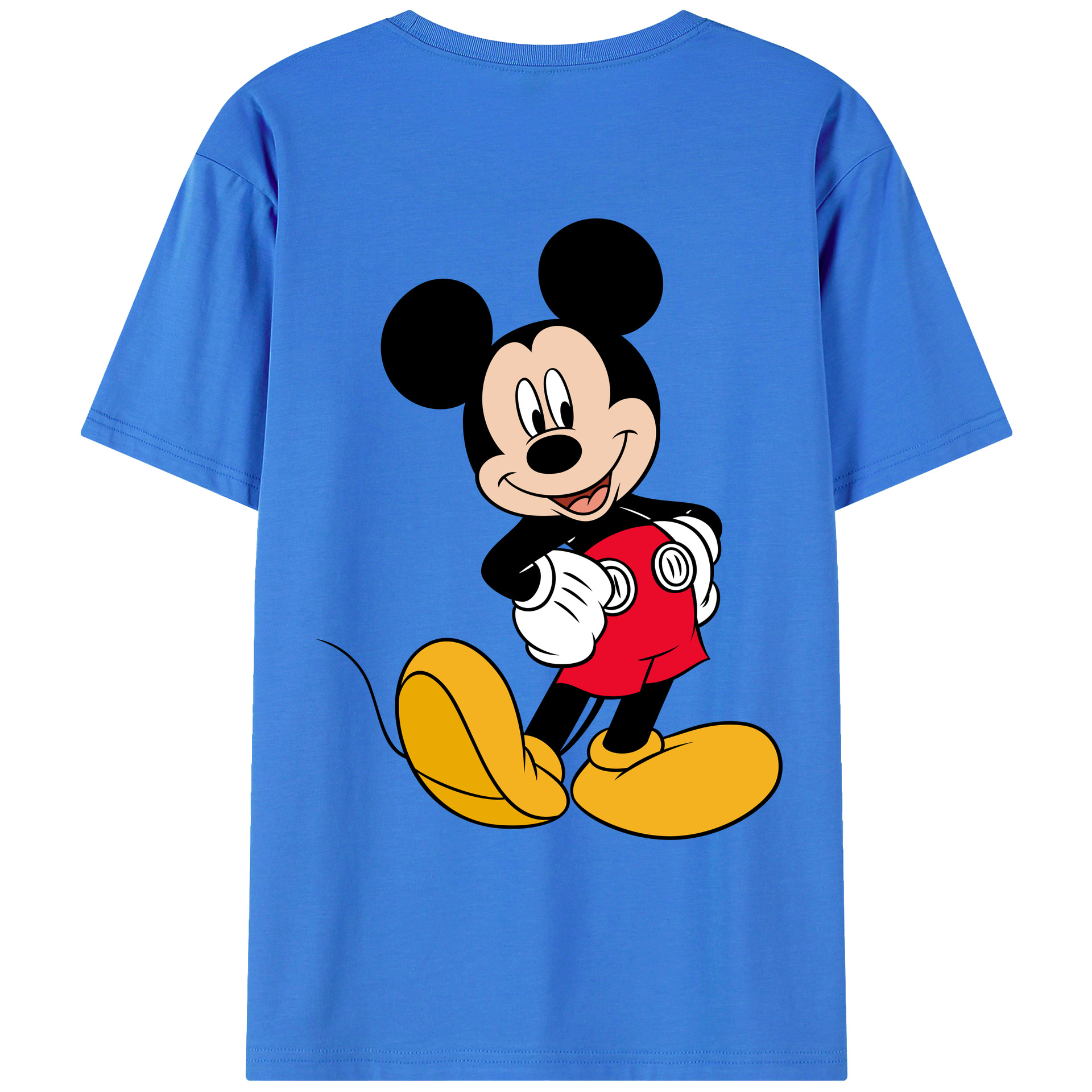 ミッキーマウス Mickey Mouse 綿100％ メンズ半袖Tシャツ（バックプリント） 通気性