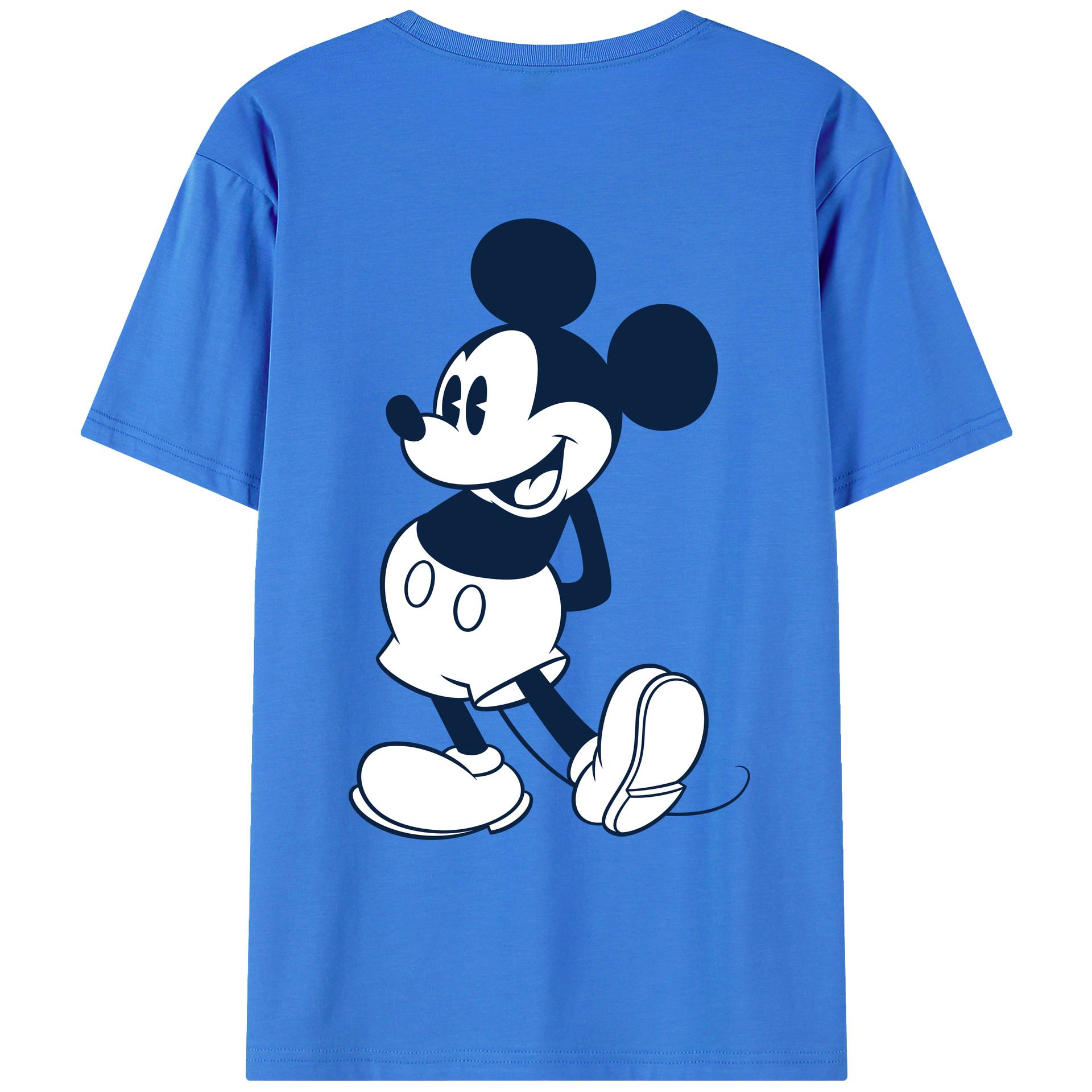 ミッキーマウス Mickey Mouse 綿100％ メンズ半袖Tシャツ（バックプリント） 通気性