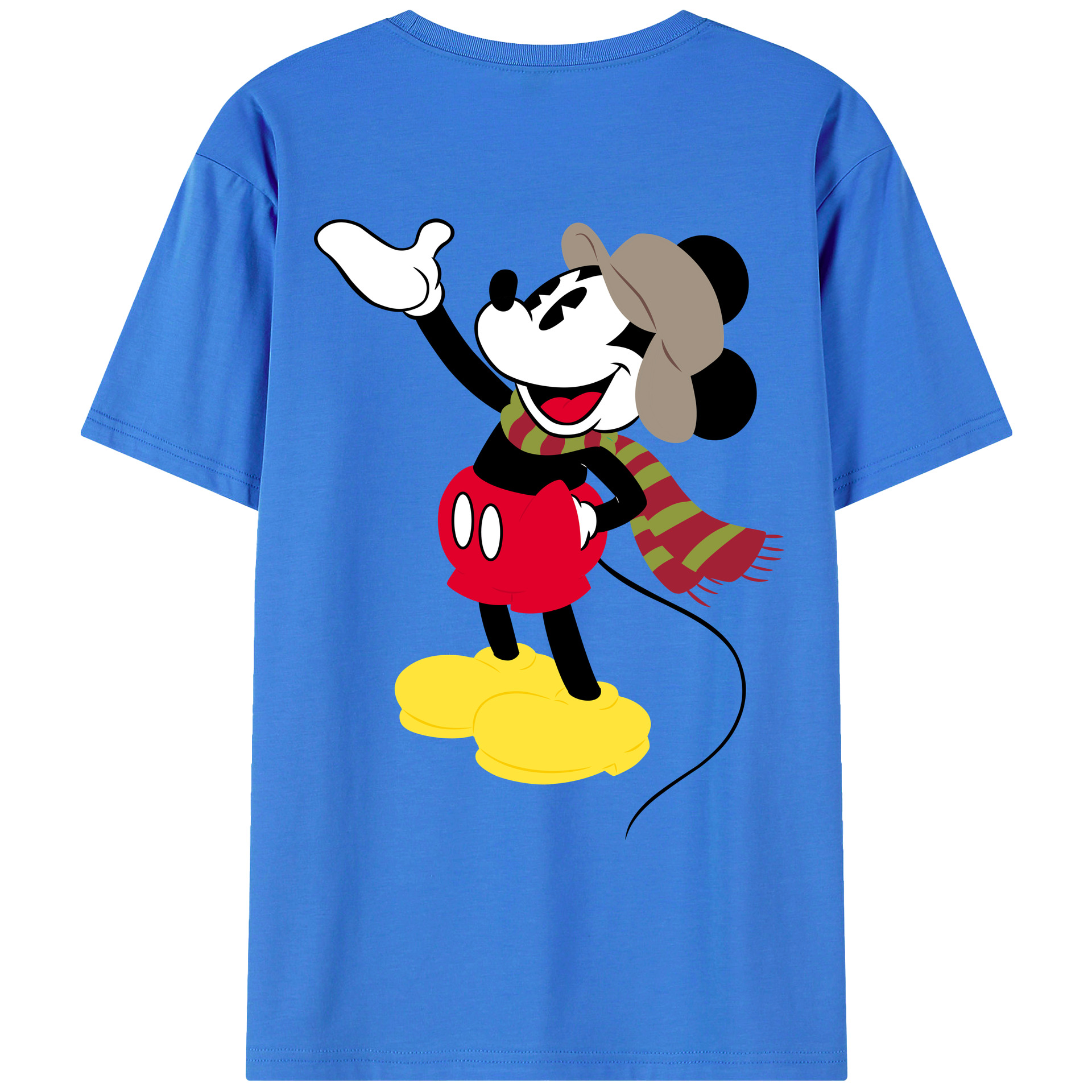 ミッキーマウス Mickey Mouse 綿100％ メンズ半袖Tシャツ（バックプリント） 通気性