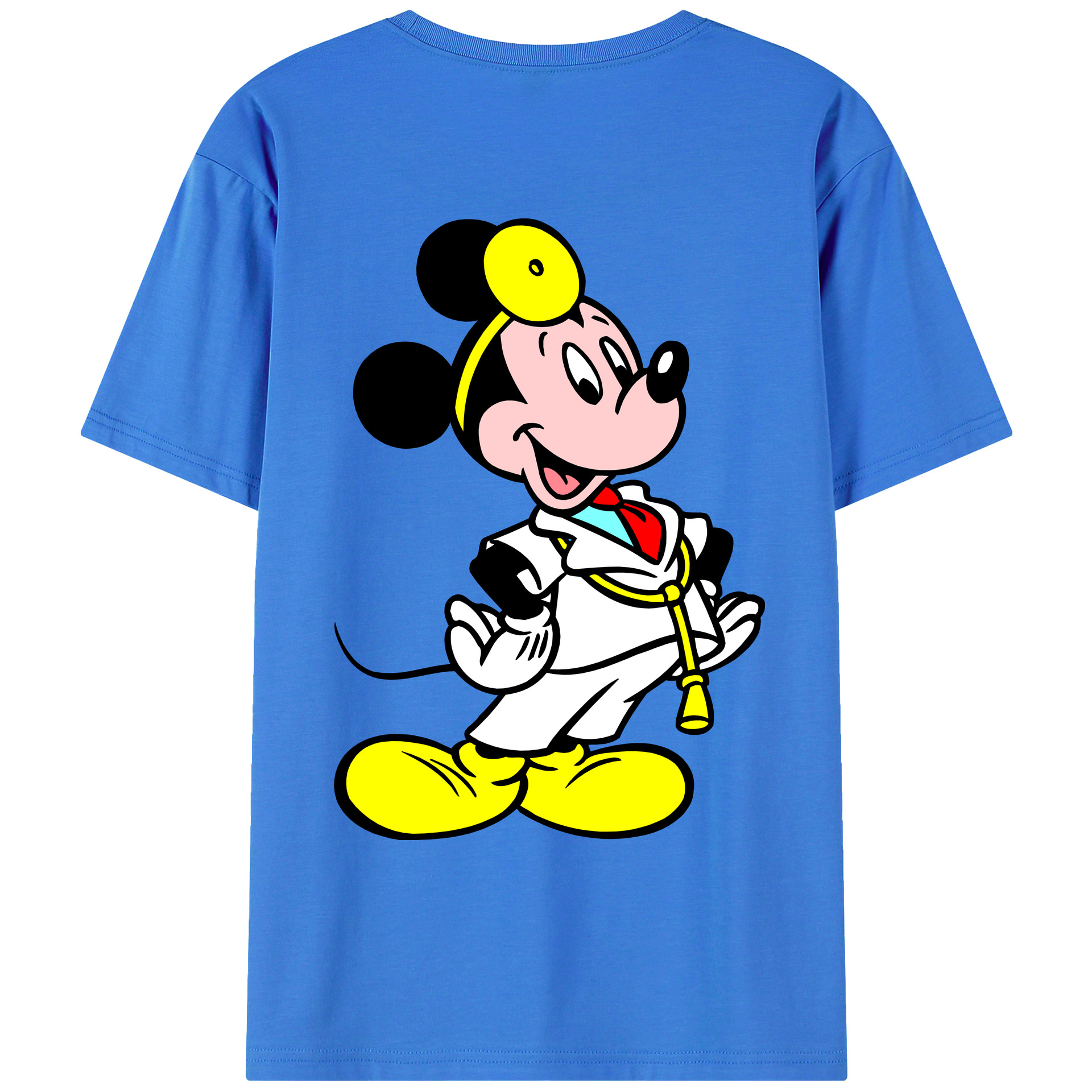 ミッキーマウス Mickey Mouse 綿100％ メンズ半袖Tシャツ（バックプリント） 通気性