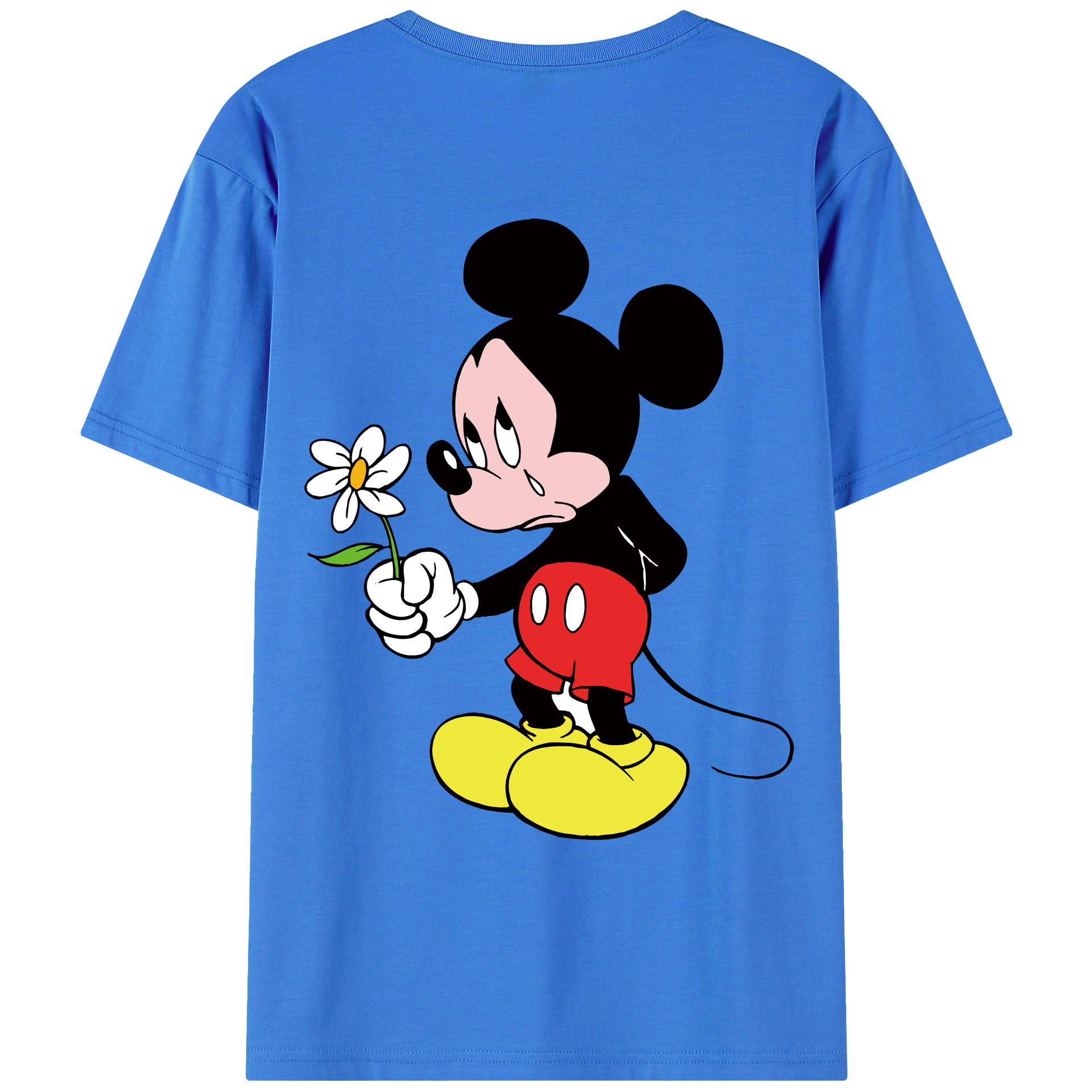 ミッキーマウス Mickey Mouse 綿100％ メンズ半袖Tシャツ（バックプリント） 通気性